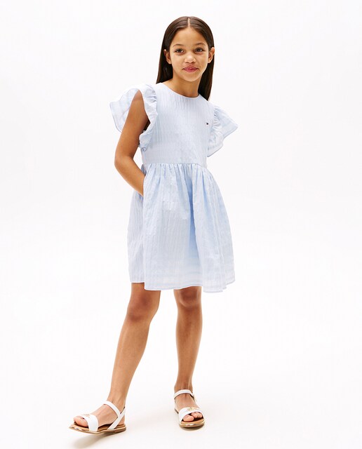 Imagem 0 de Vestido de Bebé com Manga Curta e Efeito de Textura com Folhos