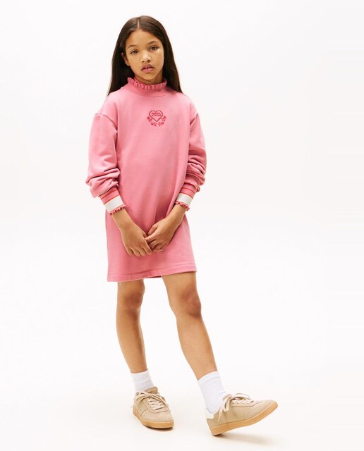 Imagen 0 de Vestido de niña con cuello fruncido y logo de corazón