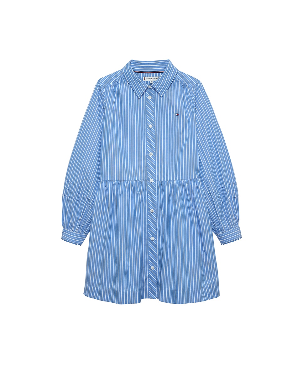 Vestido Camiseiro de Bebé às Riscas - Azul-Celeste Tommy Hilfiger Azul-1