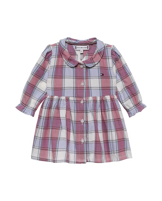 Imagem 0 de Vestido de Bebé com Estampado aos Quadrados e Folhos