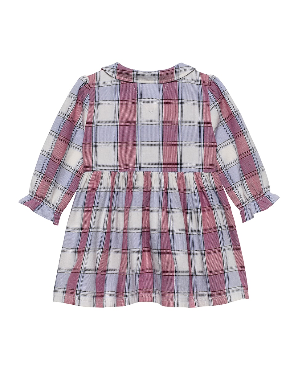 Vestido de Bebé com Estampado aos Quadrados e Folhos Tommy Hilfiger Rosa-2