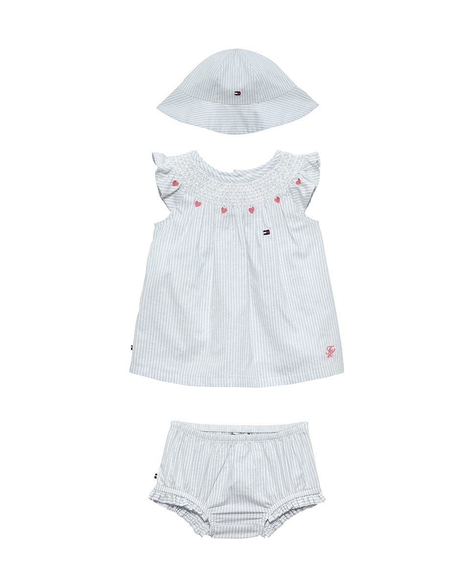 Imagem 0 de Conjunto de Bebé com Vestido, Cueca e Chapéu
