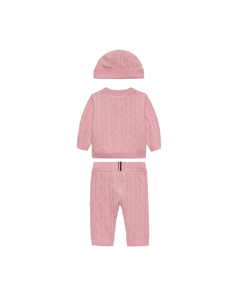 Conjunto de Três Peças de Malha de Bebé Tommy Hilfiger Rosa-2