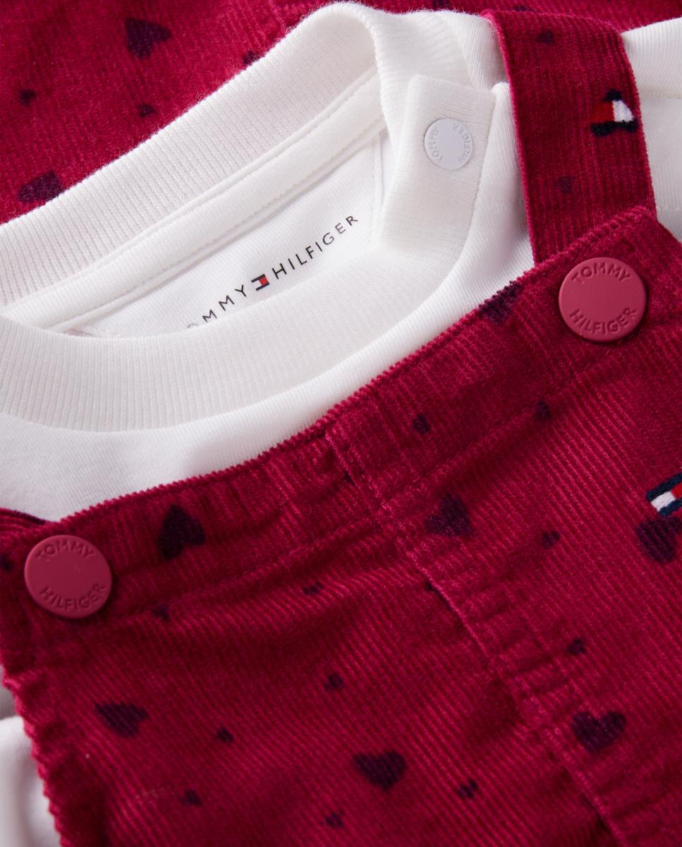 Conjunto de T-shirt e Jardineiras de Bombazina de Bebé Rosa-3