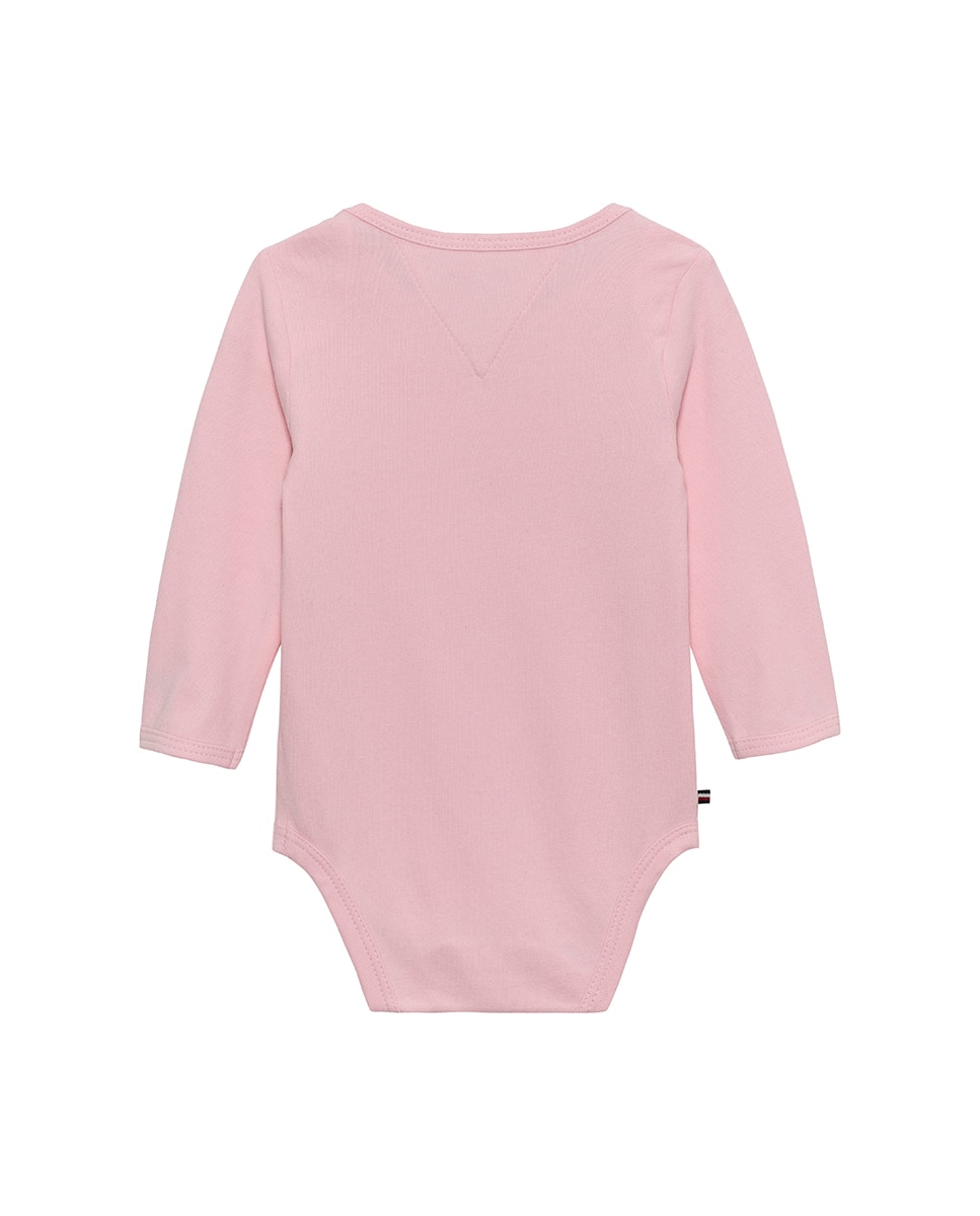 Body de Bebé com Manga Comprida e Logótipo Tommy Hilfiger Rosa-2