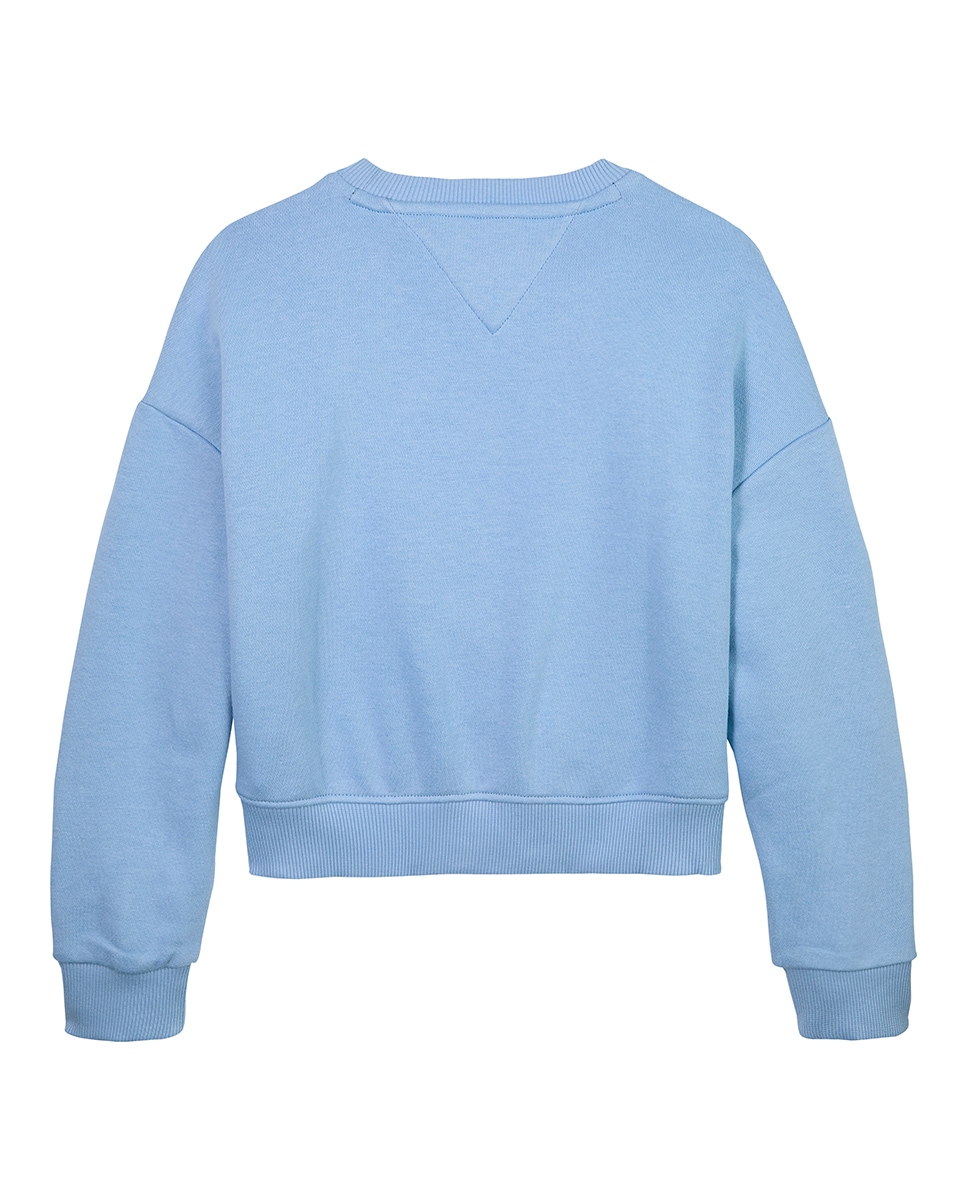 Sweatshirt com Decote Redondo e Logótipo de Lantejoulas Azul-6