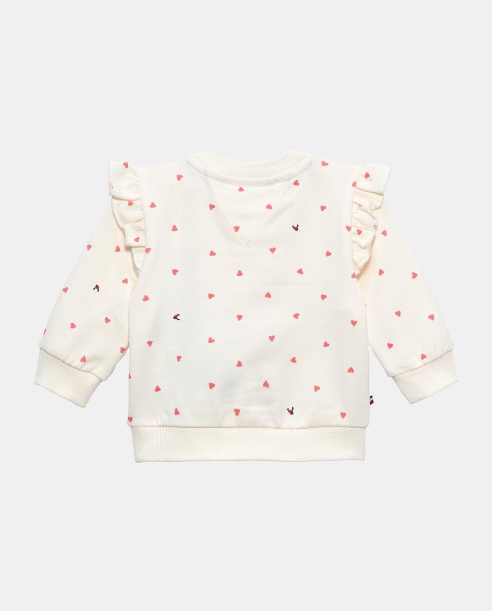 Sweatshirt de Bebé com Corações e Folhos Tommy Hilfiger Branco-2