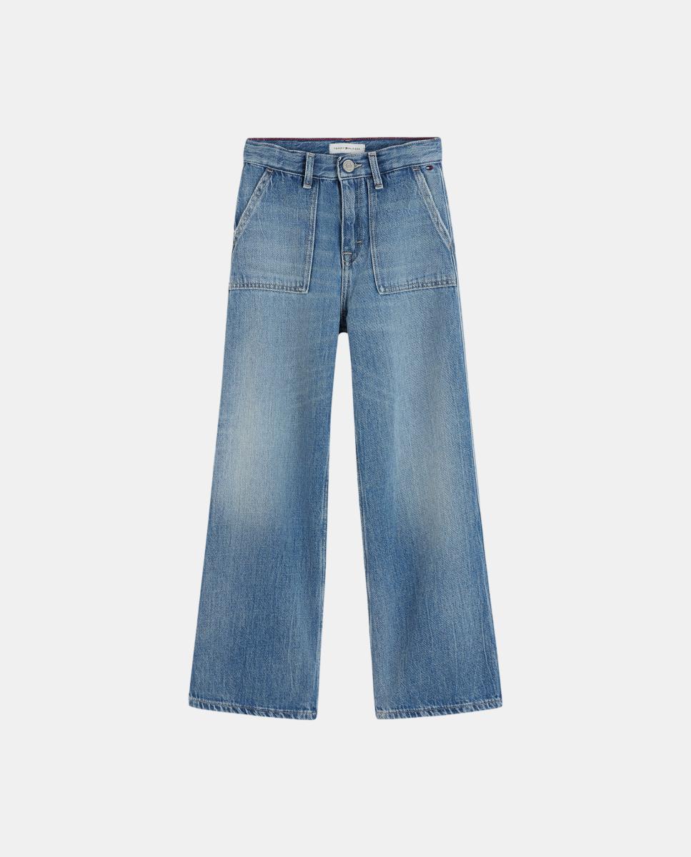 Pantalón vaquero de niña de corte mabel con bolsillos - Tommy Hilfiger - Azul Azul-1