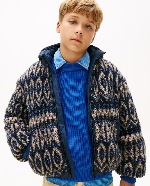 Imagem 0 de Blusão de Pelo de Borrego com Estampado de Rebordos Decorativos