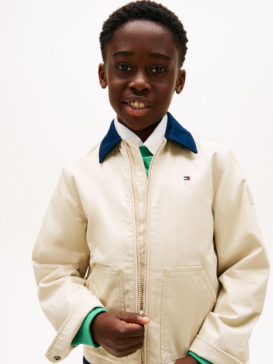 Blusão com Gola em Contraste Castanho-3