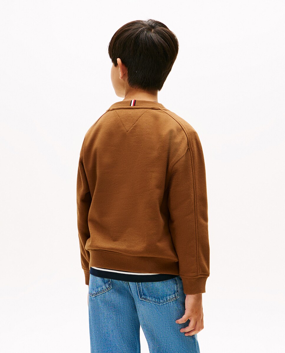 Sweatshirt de Gola Redonda e Logótipo Varsity Castanho-2