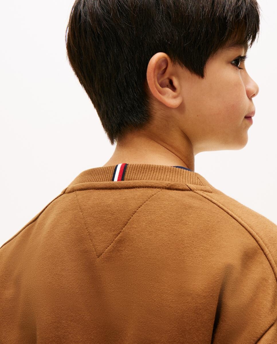 Sweatshirt de Gola Redonda e Logótipo Varsity Castanho-3