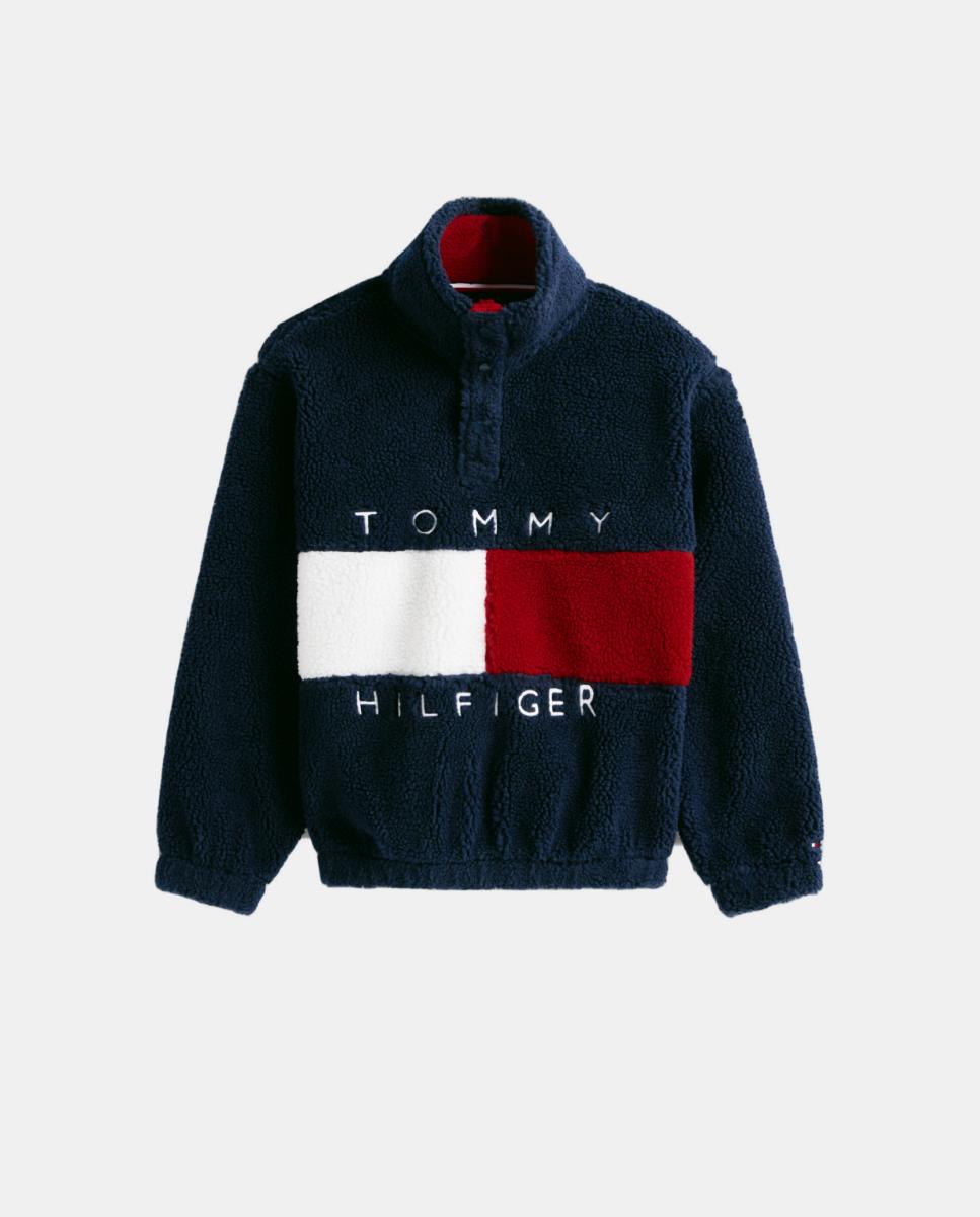 Polar de Pelo de Borrego com Logótipo de Bandeira Tommy Hilfiger Azul-5