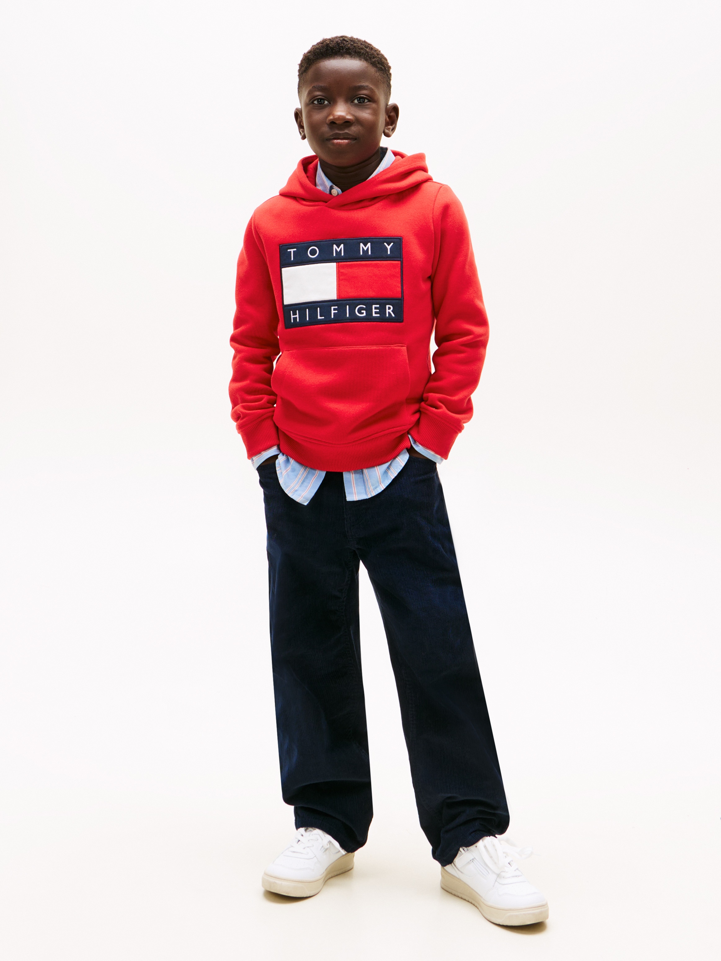 Sweatshirt com Capuz e Logótipo de Bandeira Tommy Hilfiger Vermelho-4
