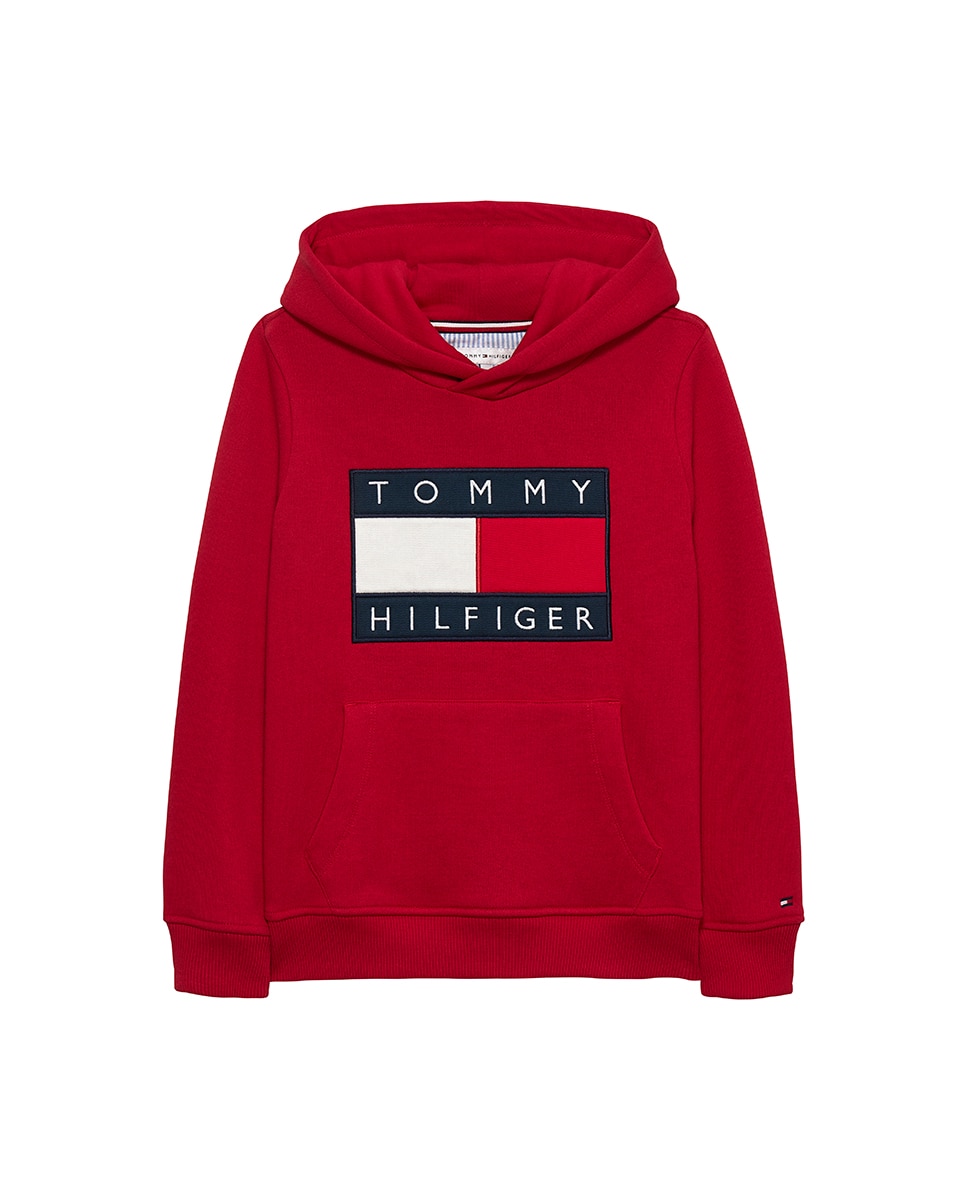Sweatshirt com Capuz e Logótipo de Bandeira Tommy Hilfiger Vermelho-5