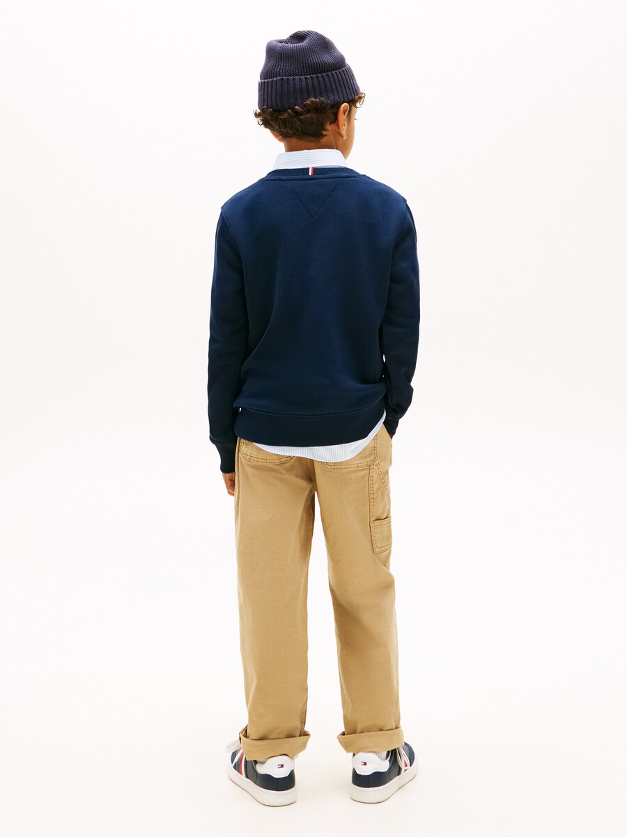 Sweatshirt com Gola Redonda e Logótipo de Bandeira Azul-2