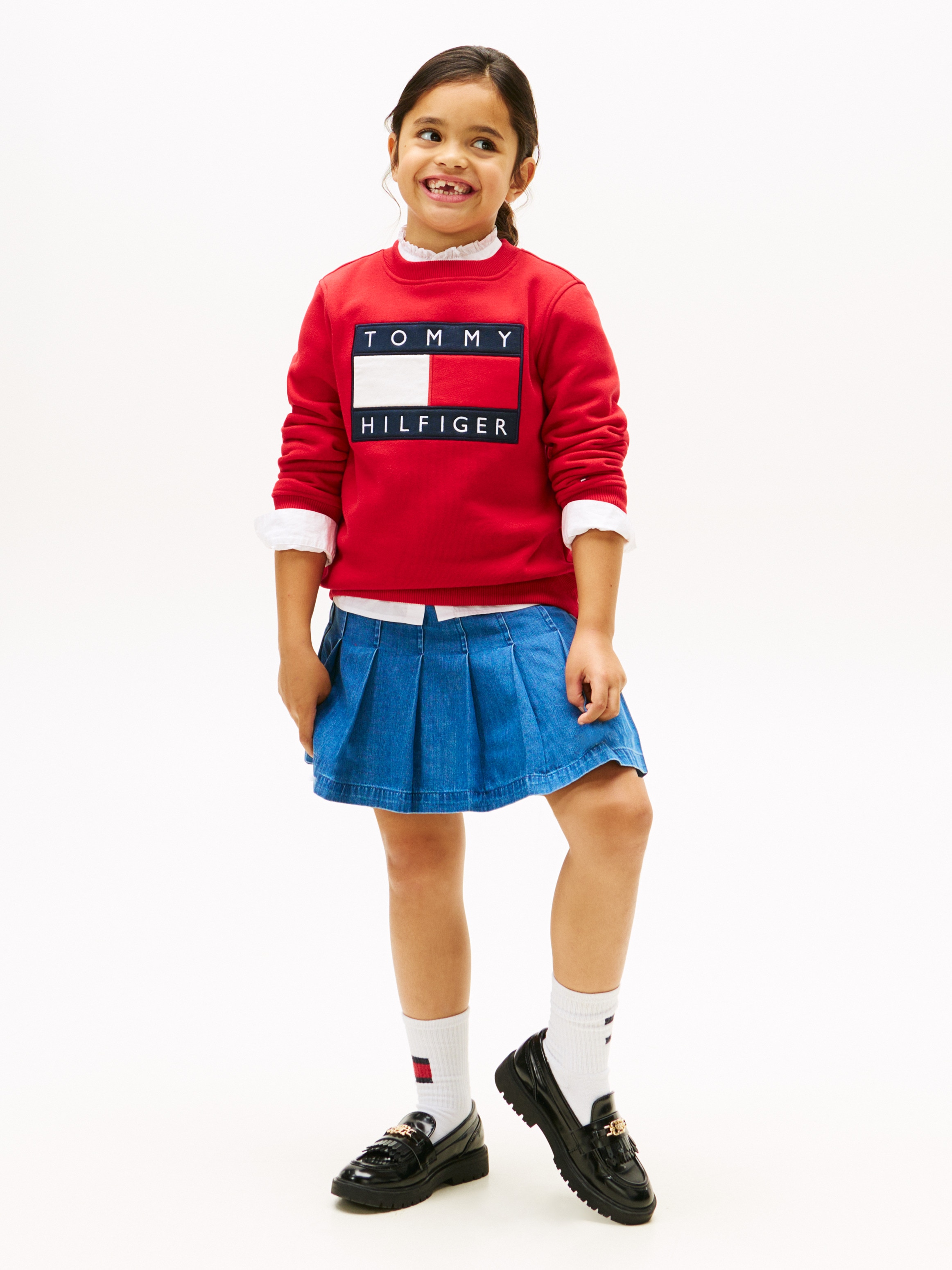 Sweatshirt com Decote Redondo e Logótipo de Bandeira Tommy Hilfiger Vermelho-4