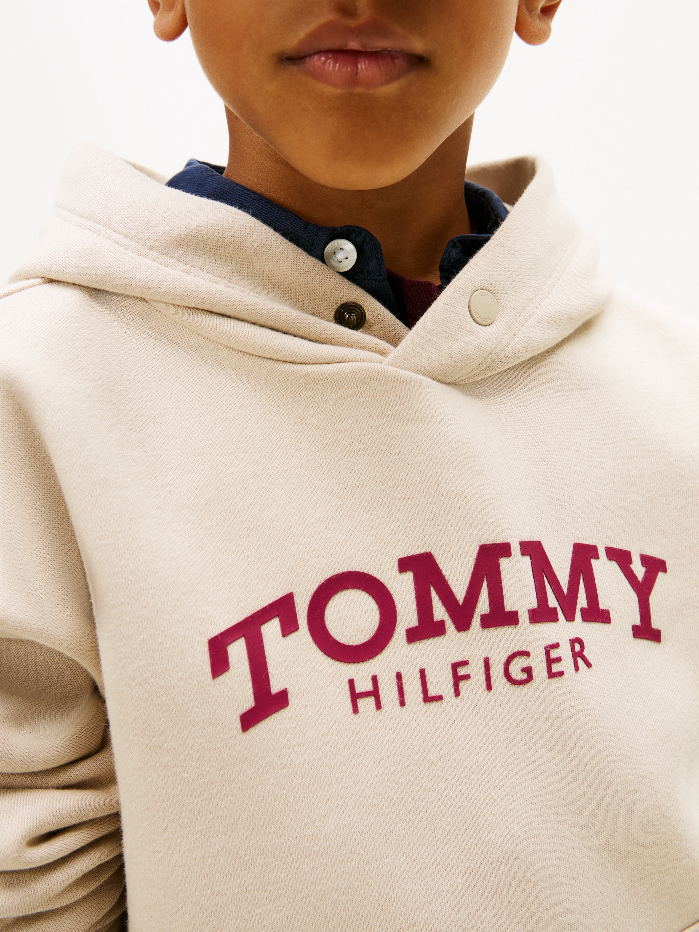 Sweatshirt com Capuz com Logótipo à Frente Tommy Hilfiger Castanho-3