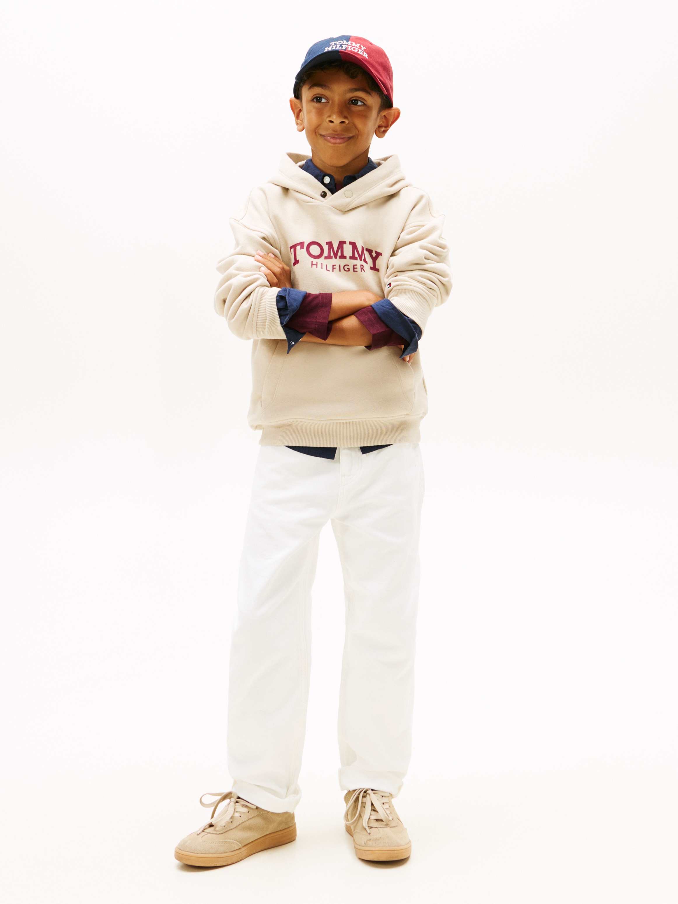 Sweatshirt com Capuz com Logótipo à Frente Tommy Hilfiger Castanho-4