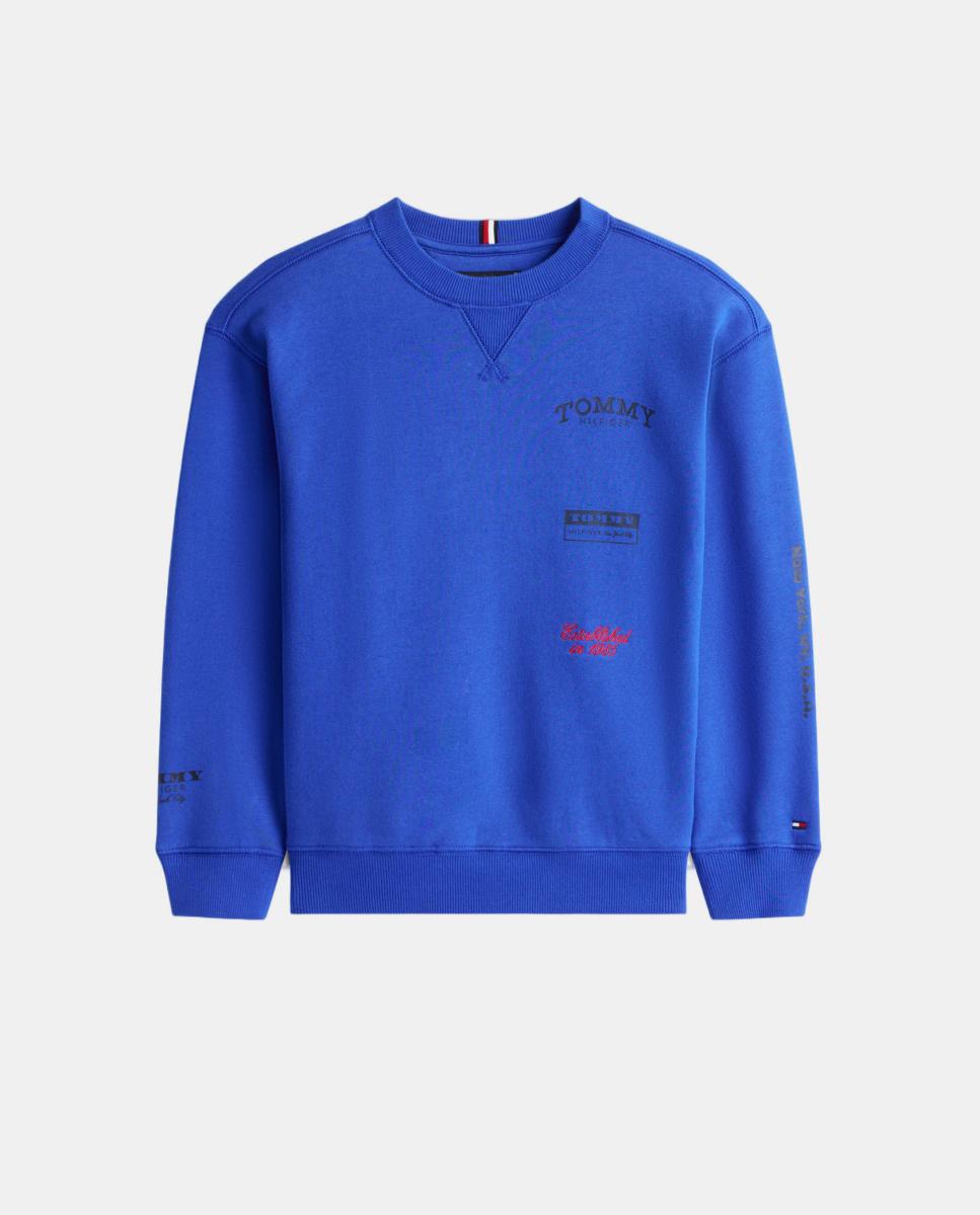 Sweatshirt com Estampados Gráficos Azul-5