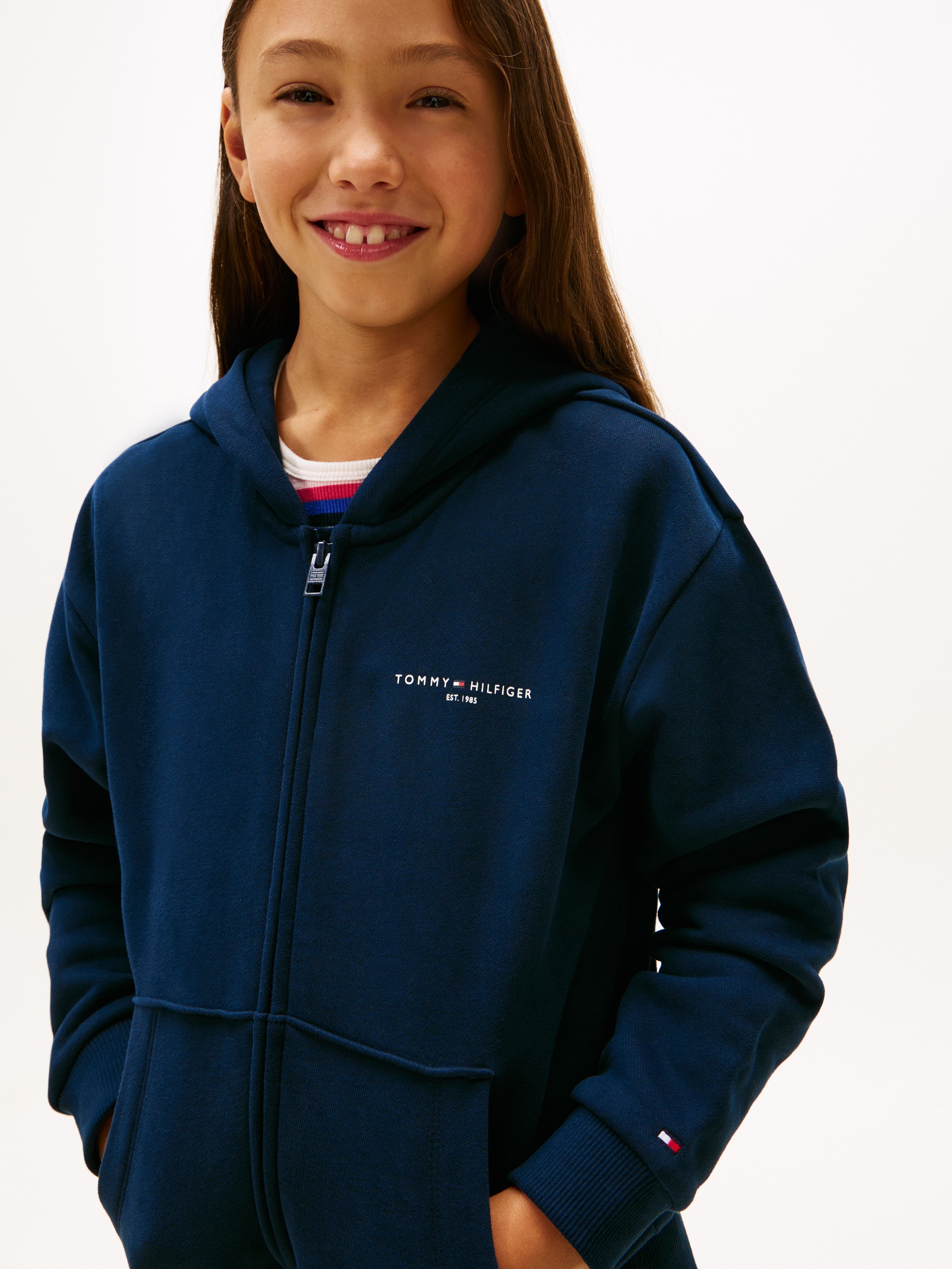 Sweatshirt com Capuz e Logótipo Pequeno Tommy Hilfiger Azul-3