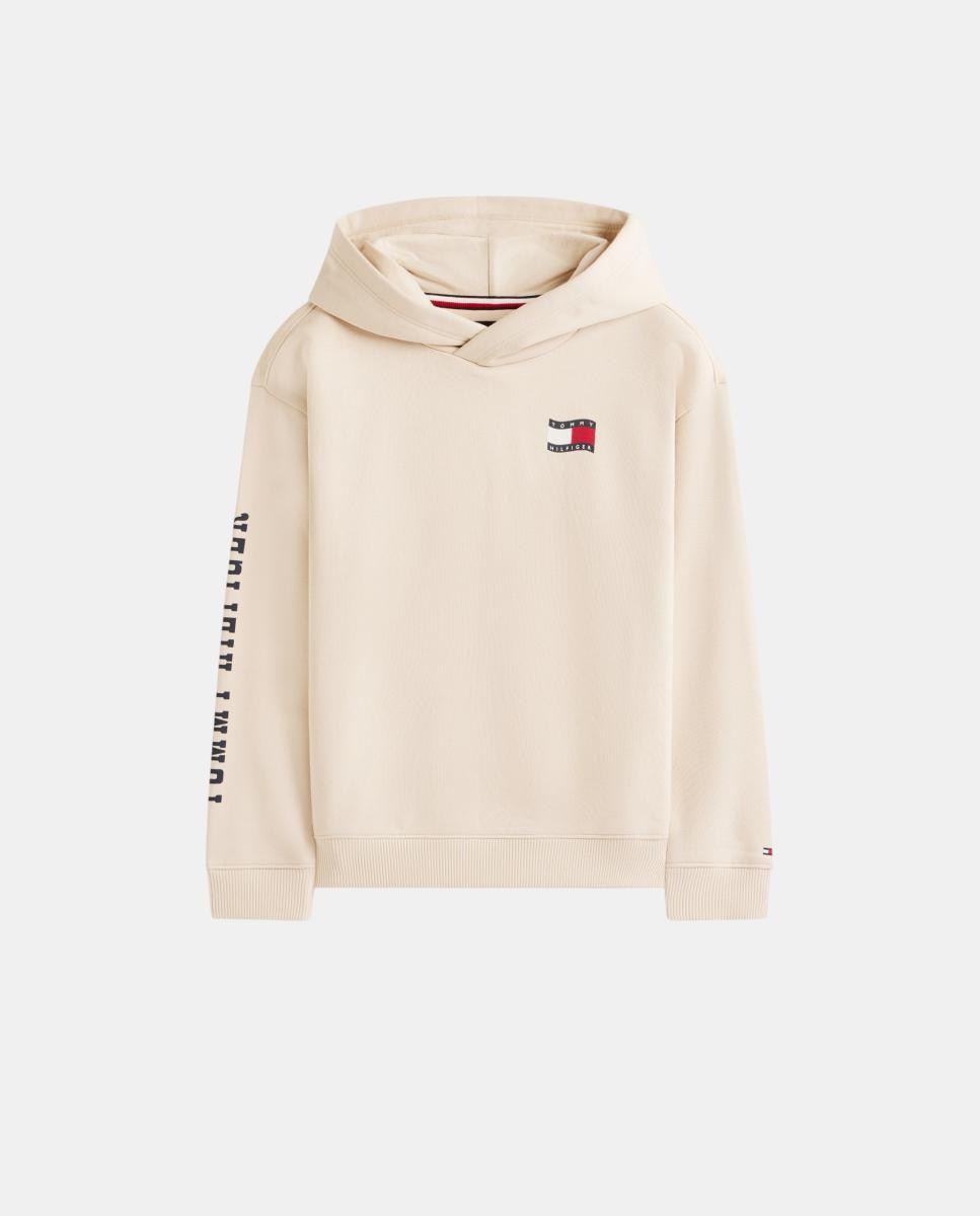 Sweatshirt com Capuz e Logótipo no Peito Tommy Hilfiger Castanho-4