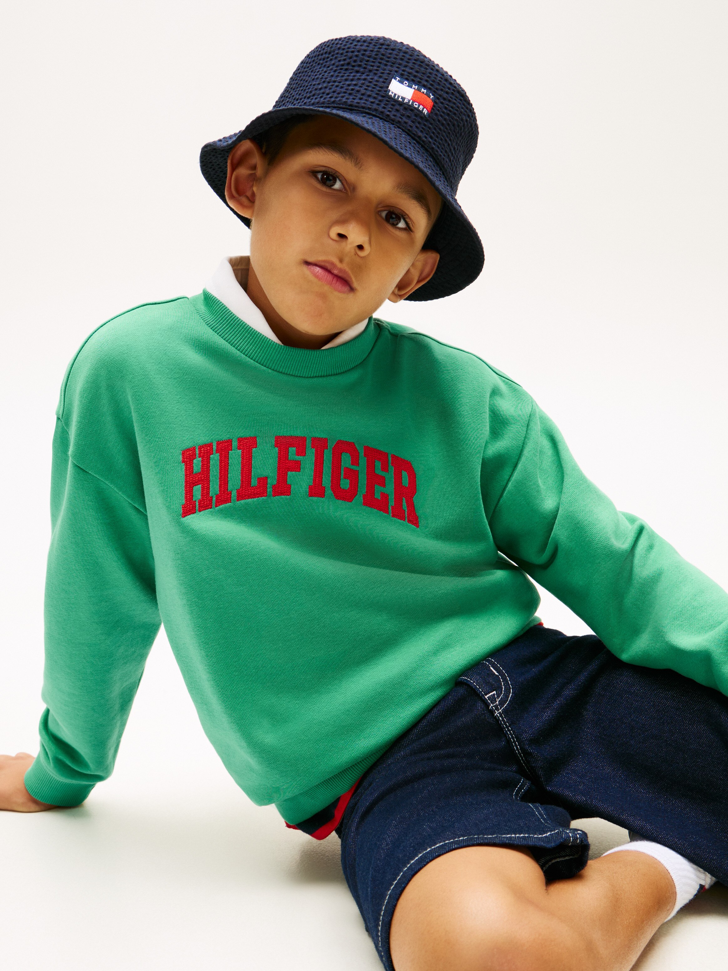 Sweatshirt com Logótipo em Contraste à Frente Tommy Hilfiger Verde-3