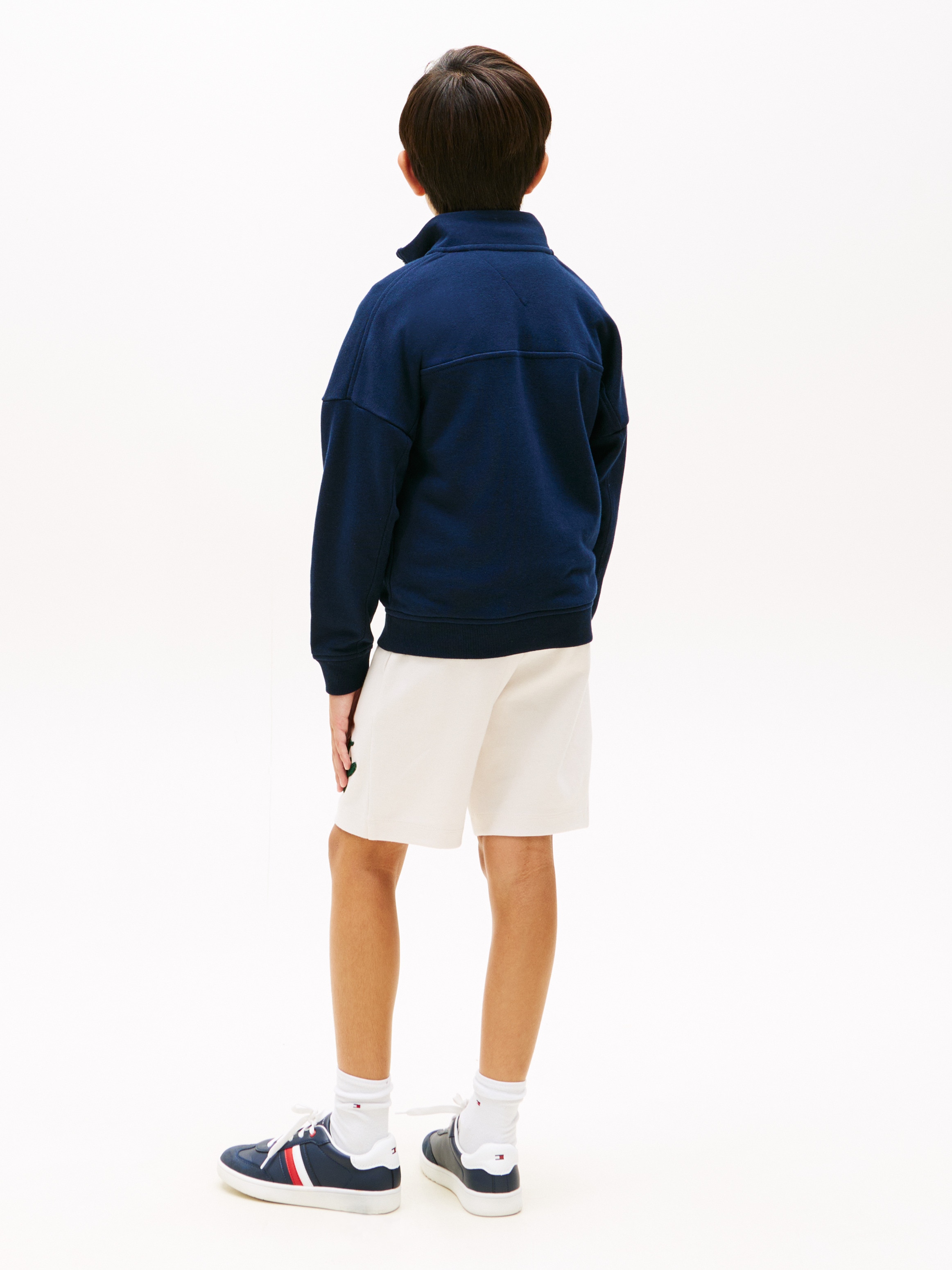 Sweatshirt com Meio Fecho de Correr e Logótipo em Contraste Azul-2