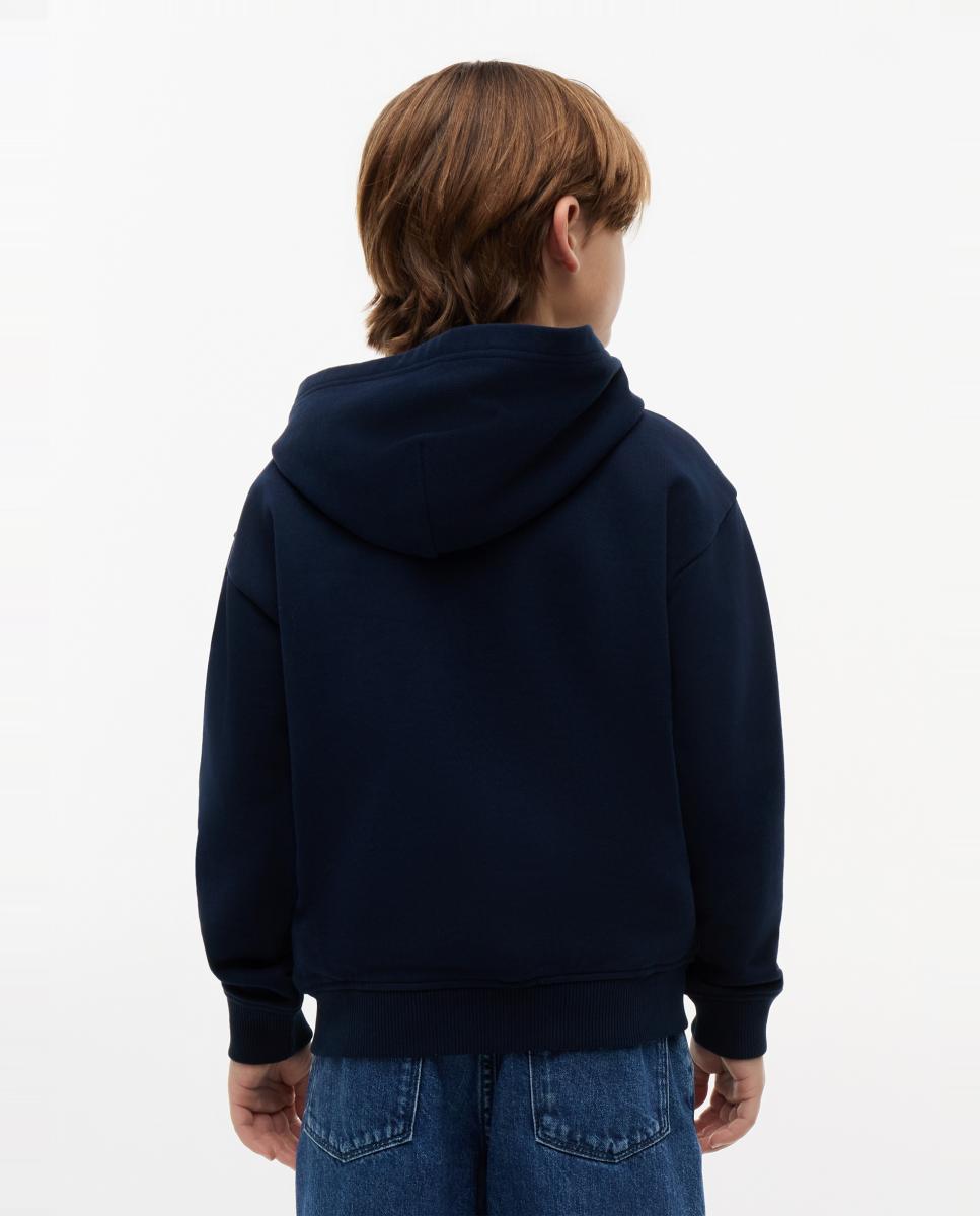 Sweatshirt com Capuz e Fecho de Correr Azul-2