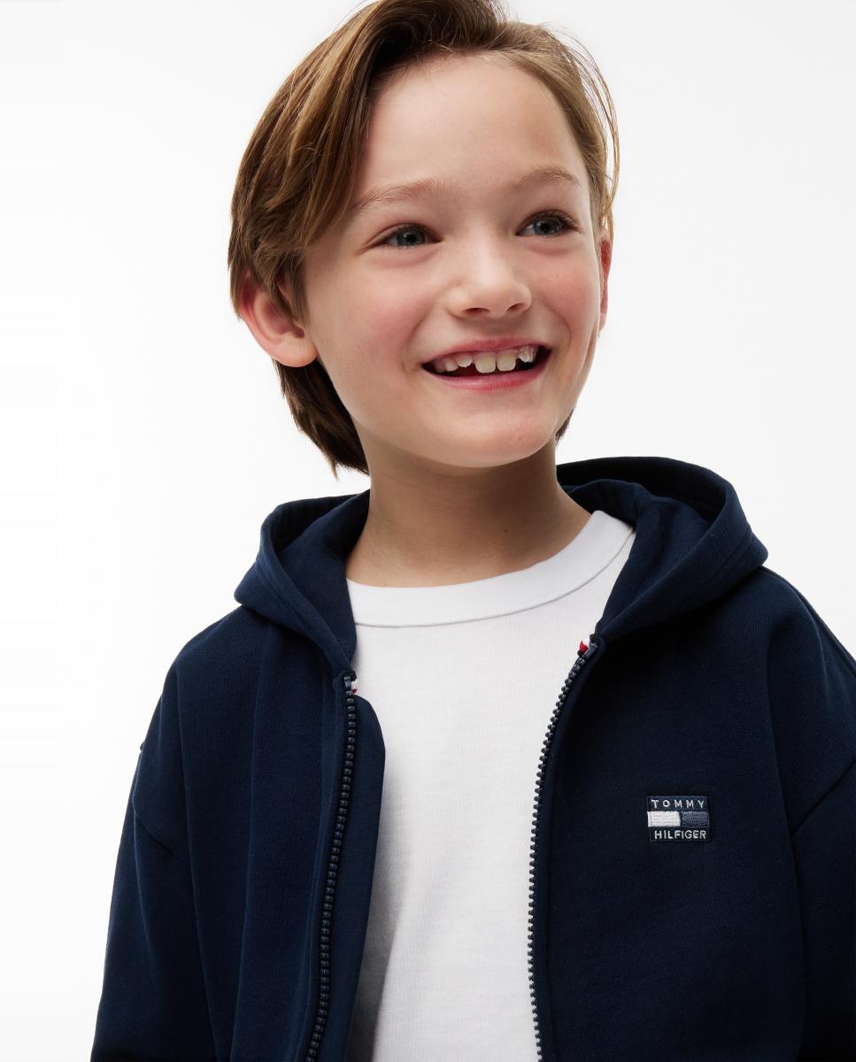 Sweatshirt com Capuz e Fecho de Correr Azul-3