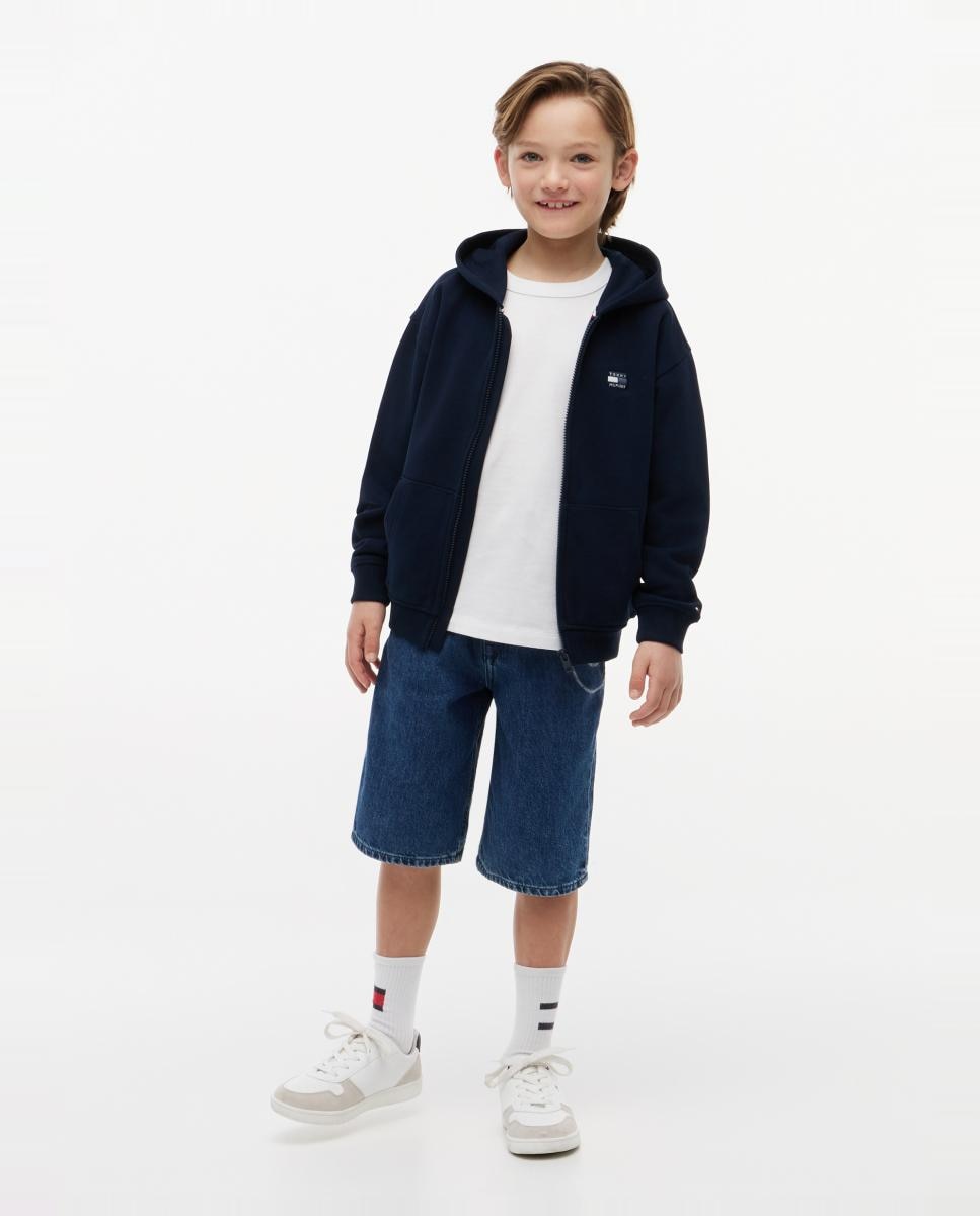 Sweatshirt com Capuz e Fecho de Correr Azul-4