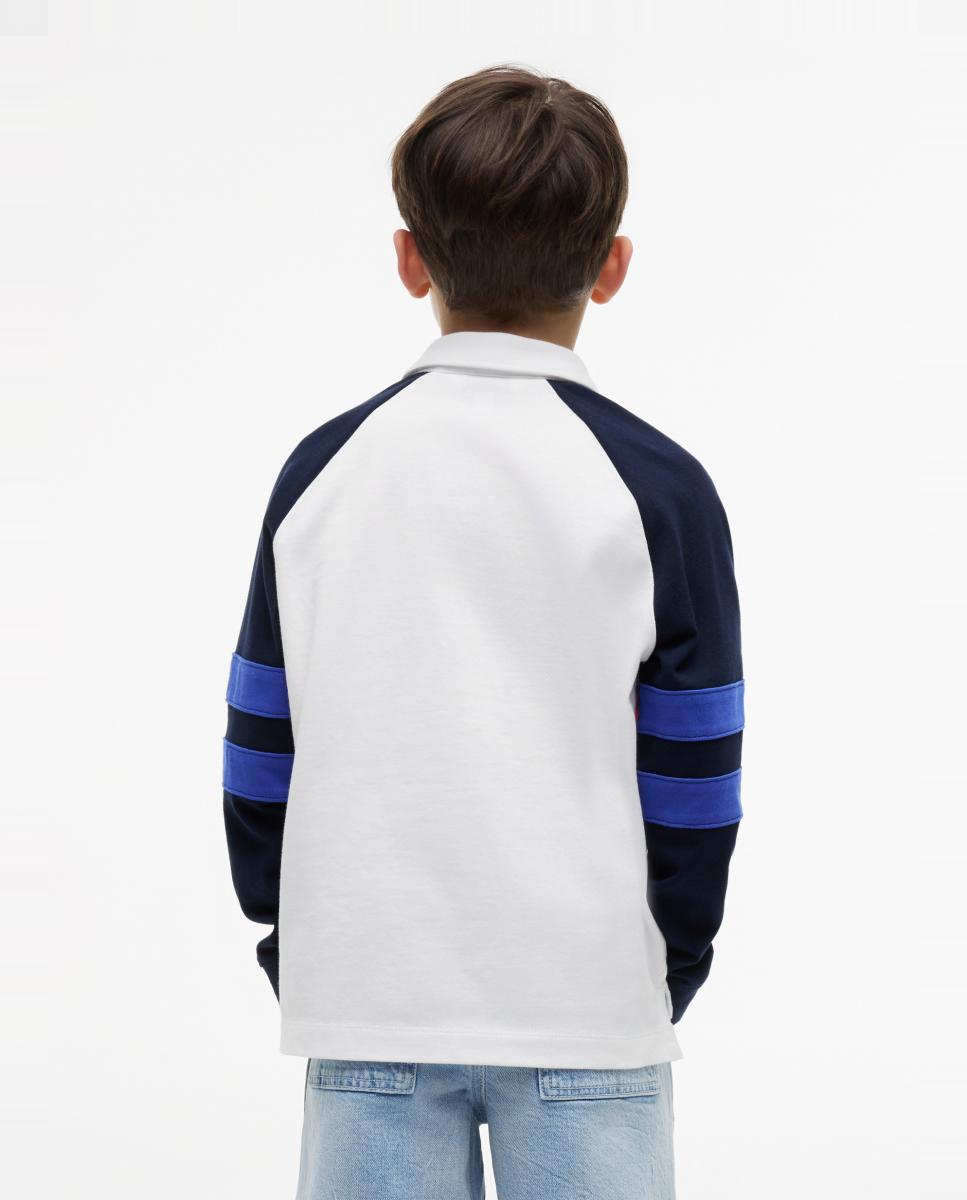 Sweatshirt com Colarinho de Polo Branco-2