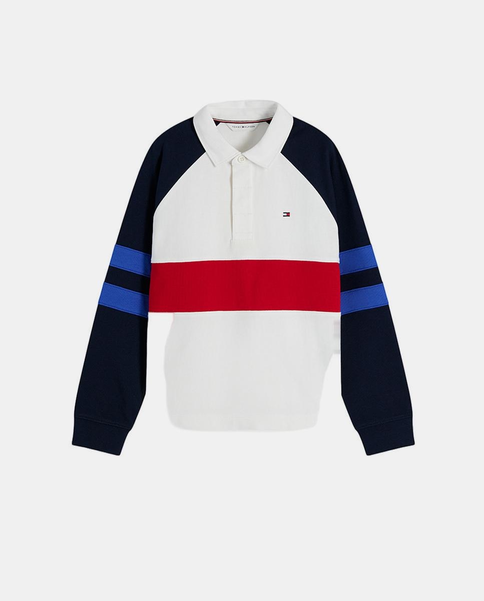 Sweatshirt com Colarinho de Polo Branco-5