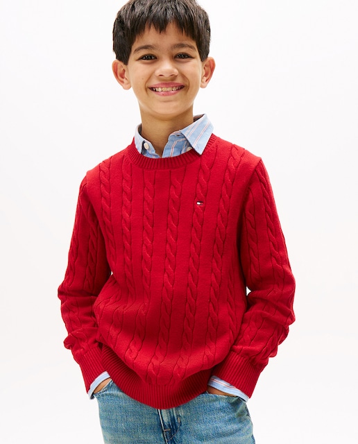 Imagen 0 de Jersey de niño de cable y cuello redondo