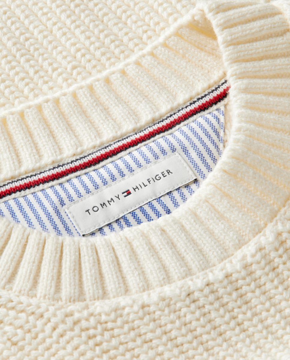 Camisola de Malha com Logótipo de Bandeira Tommy Hilfiger Branco-8
