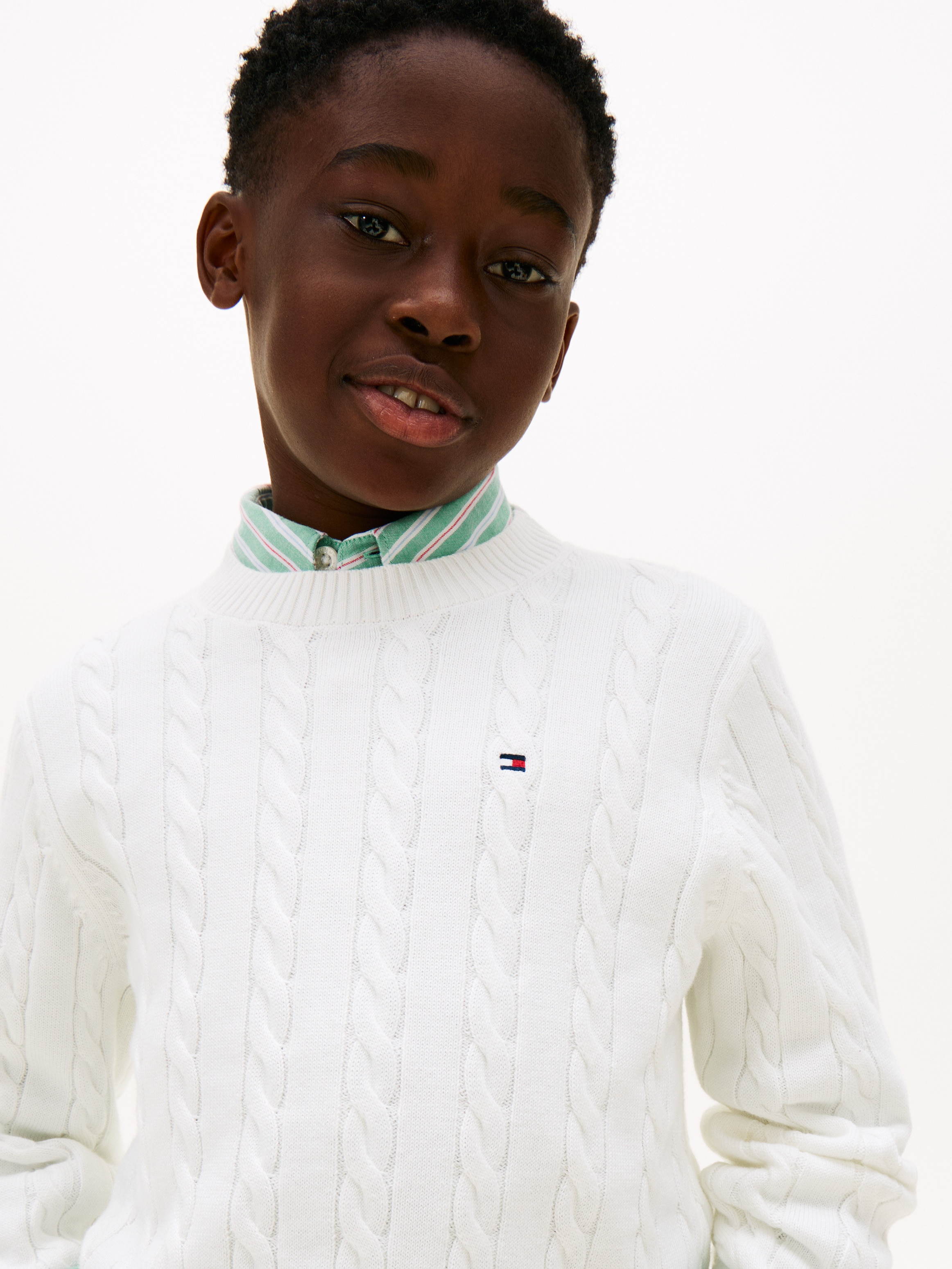 Camisola de Malha do Cabo com Gola Redonda Tommy Hilfiger Branco-3