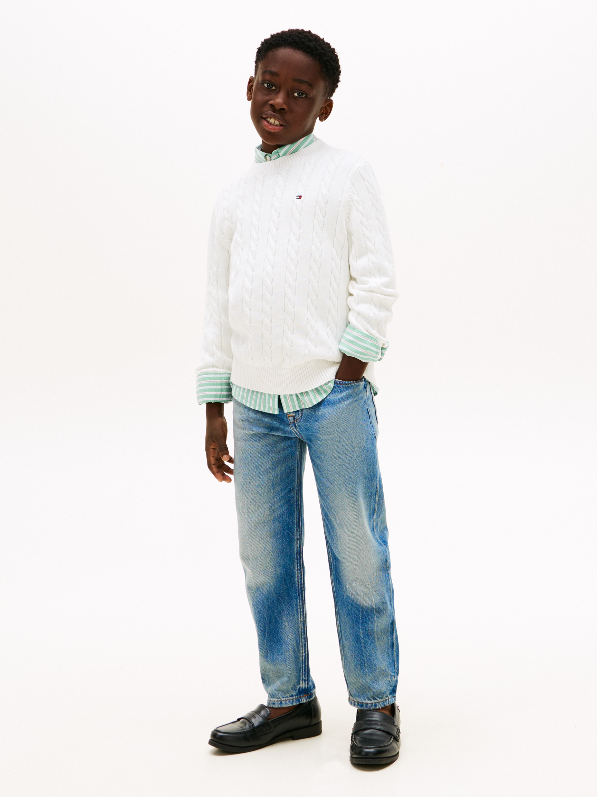Camisola de Malha do Cabo com Gola Redonda Tommy Hilfiger Branco-4