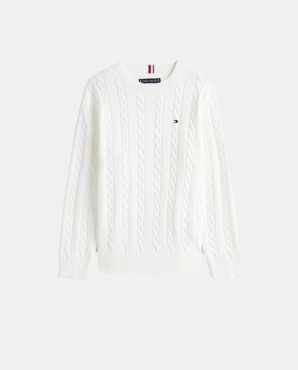 Camisola de Malha do Cabo com Gola Redonda Tommy Hilfiger Branco-5