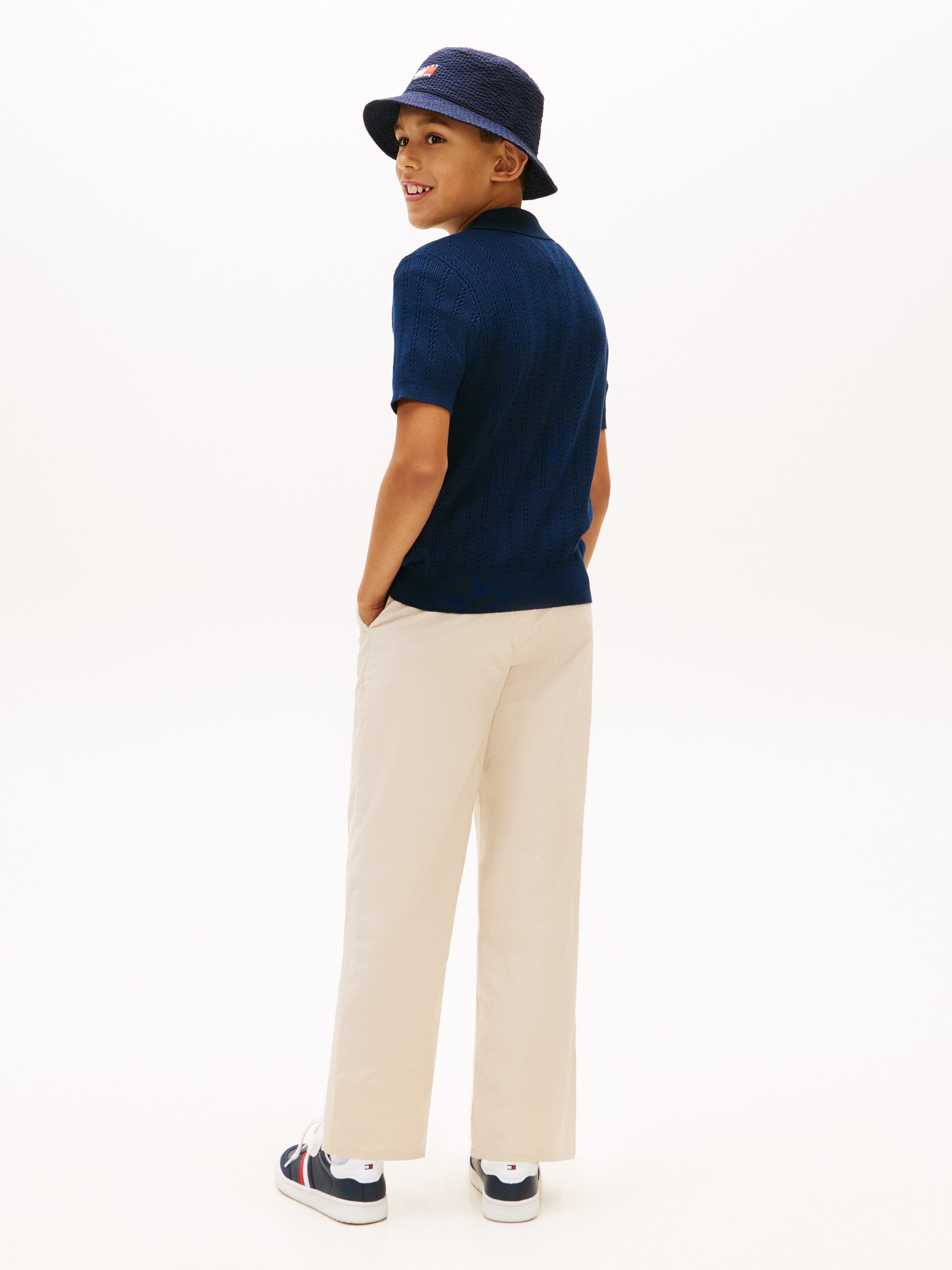 Camisola de Malha Tipo Polo com Malha Aberta Tommy Hilfiger Azul-2