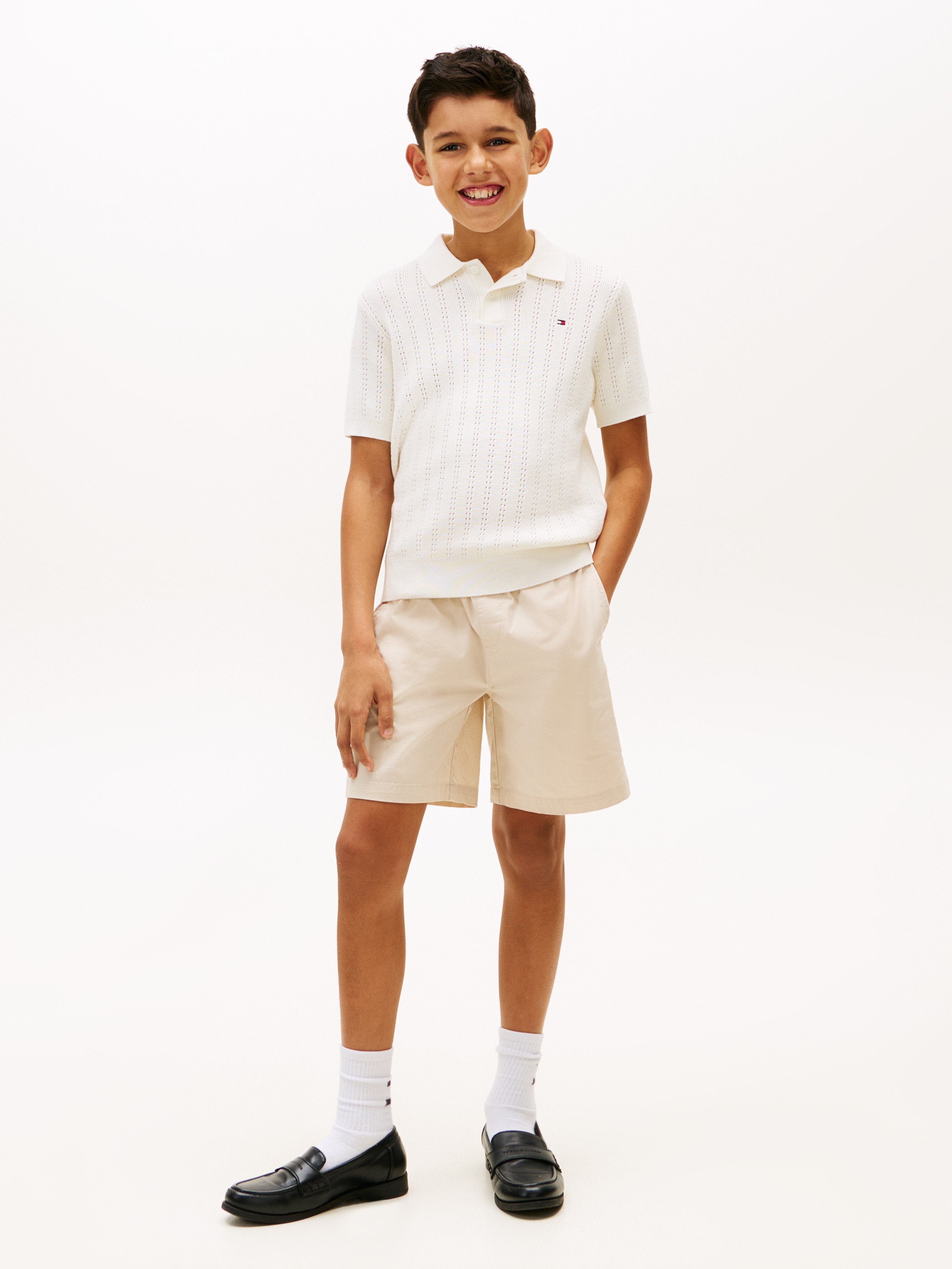 Jersey polo de niño de punto abierto - Tommy Hilfiger - Blanco Blanco-4