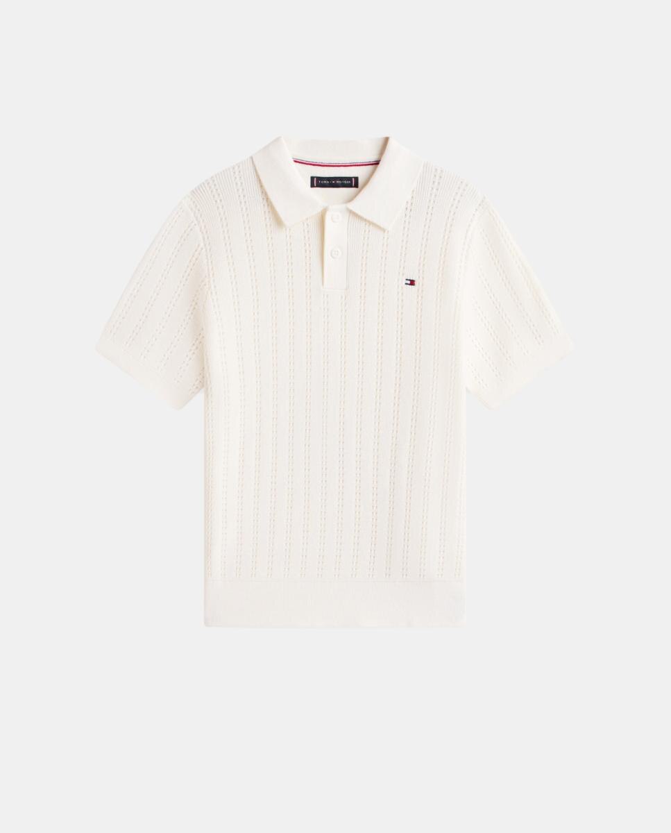 Jersey polo de niño de punto abierto - Tommy Hilfiger - Blanco Blanco-5