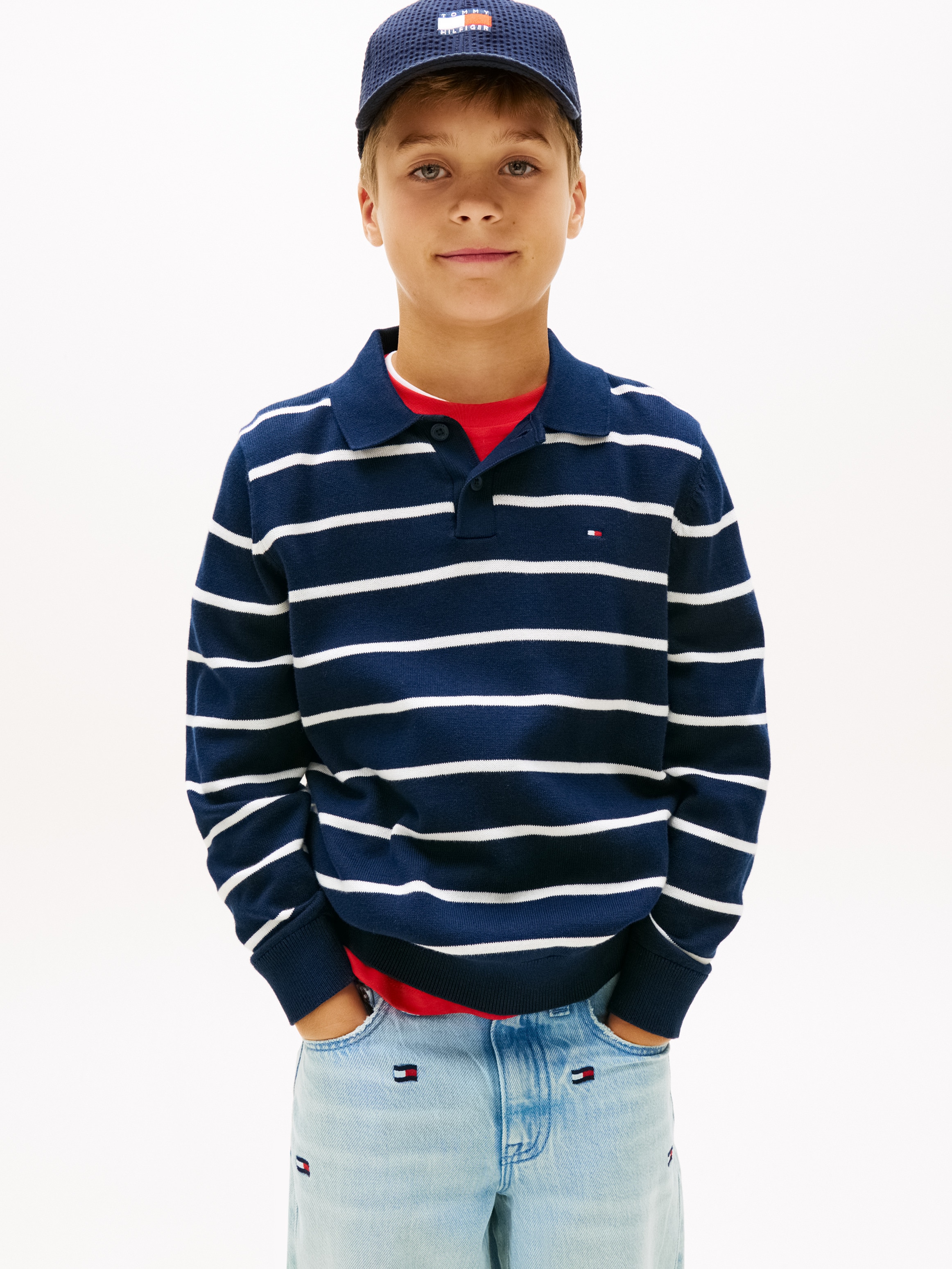 Imagem 0 de Camisola de Malha às Riscas com Colarinho de Polo