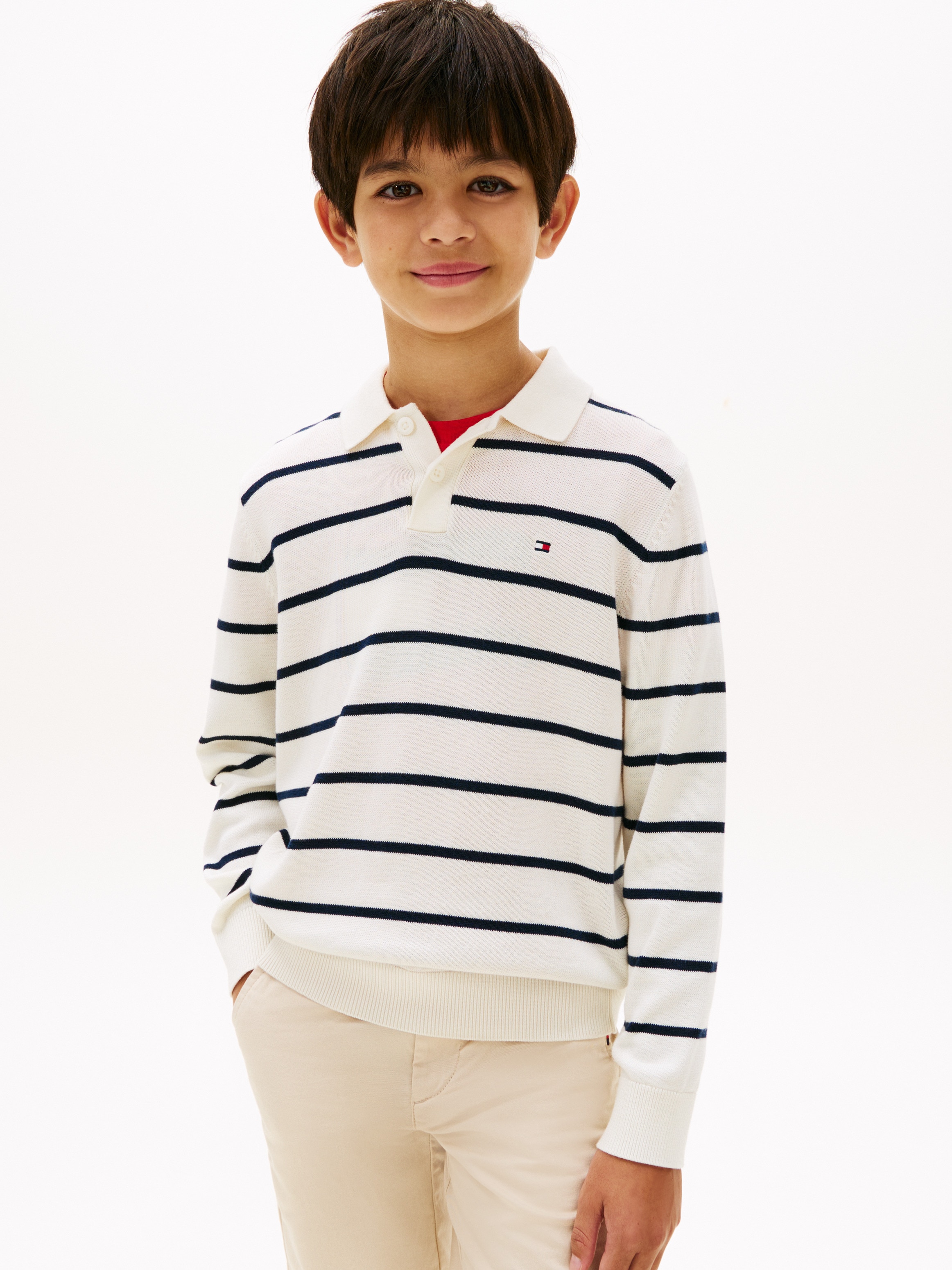 Imagem 0 de Camisola de Malha às Riscas com Colarinho de Polo