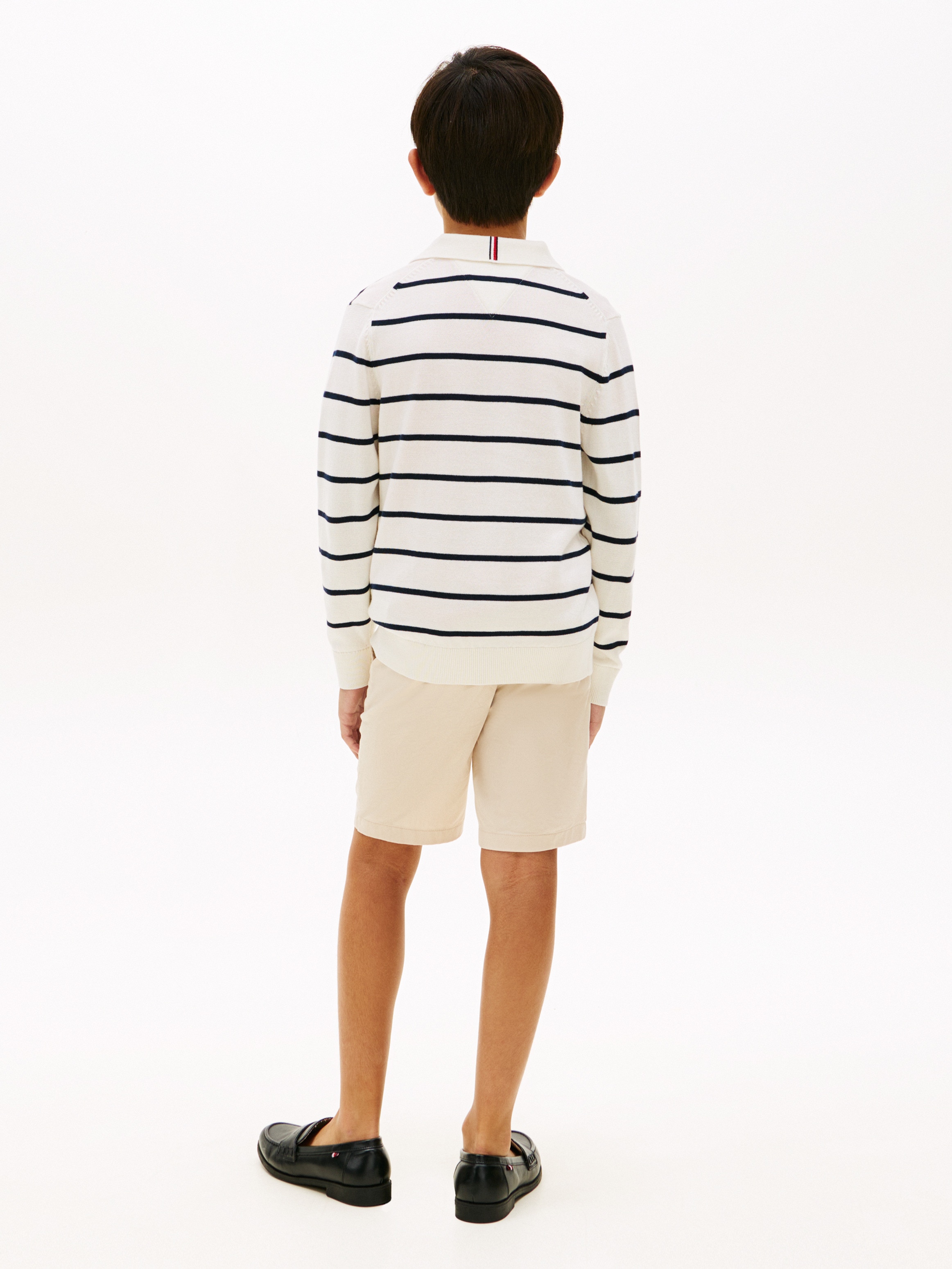 Camisola de Malha às Riscas com Colarinho de Polo Tommy Hilfiger Branco-2
