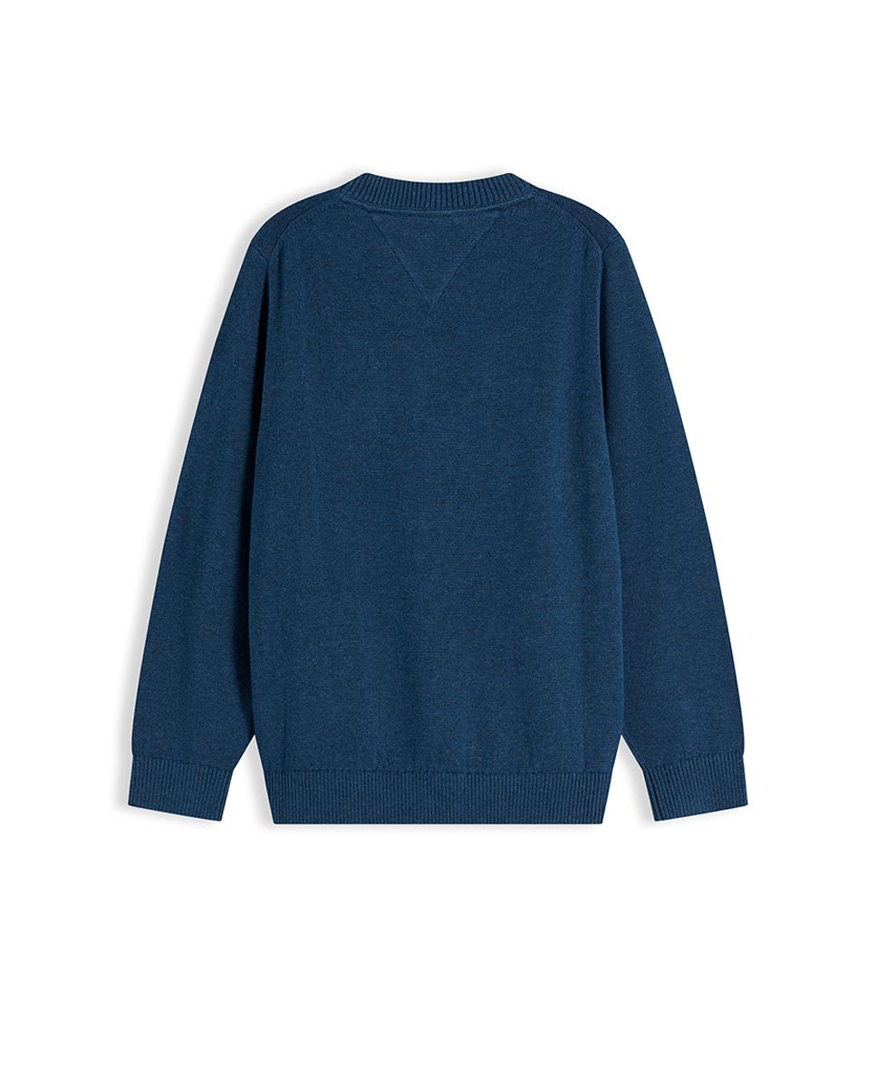 Camisola de Malha Fina com Gola Redonda Azul-6