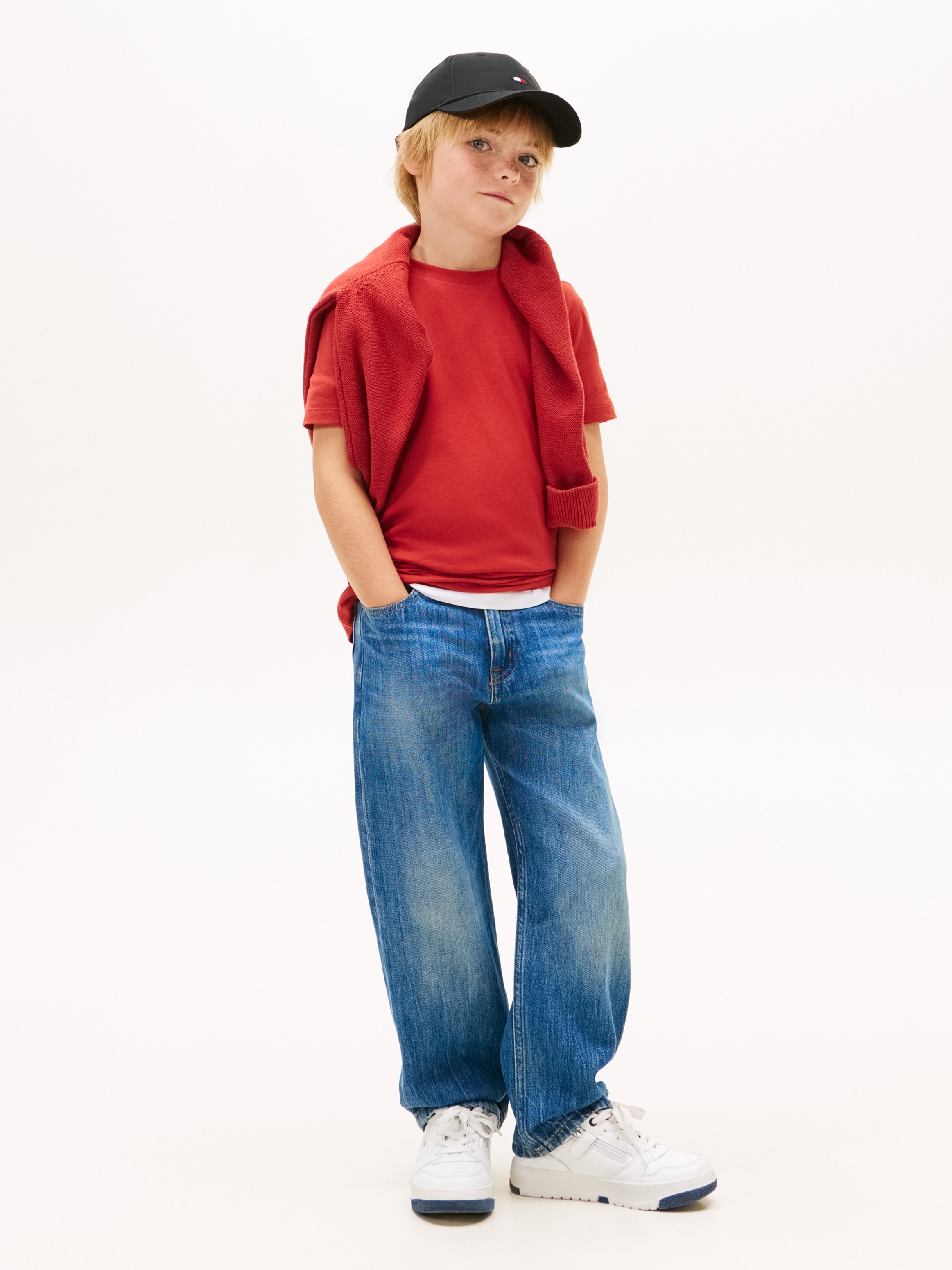 T-shirt de Manga Curta e Gola Redonda Tommy Hilfiger Vermelho-4