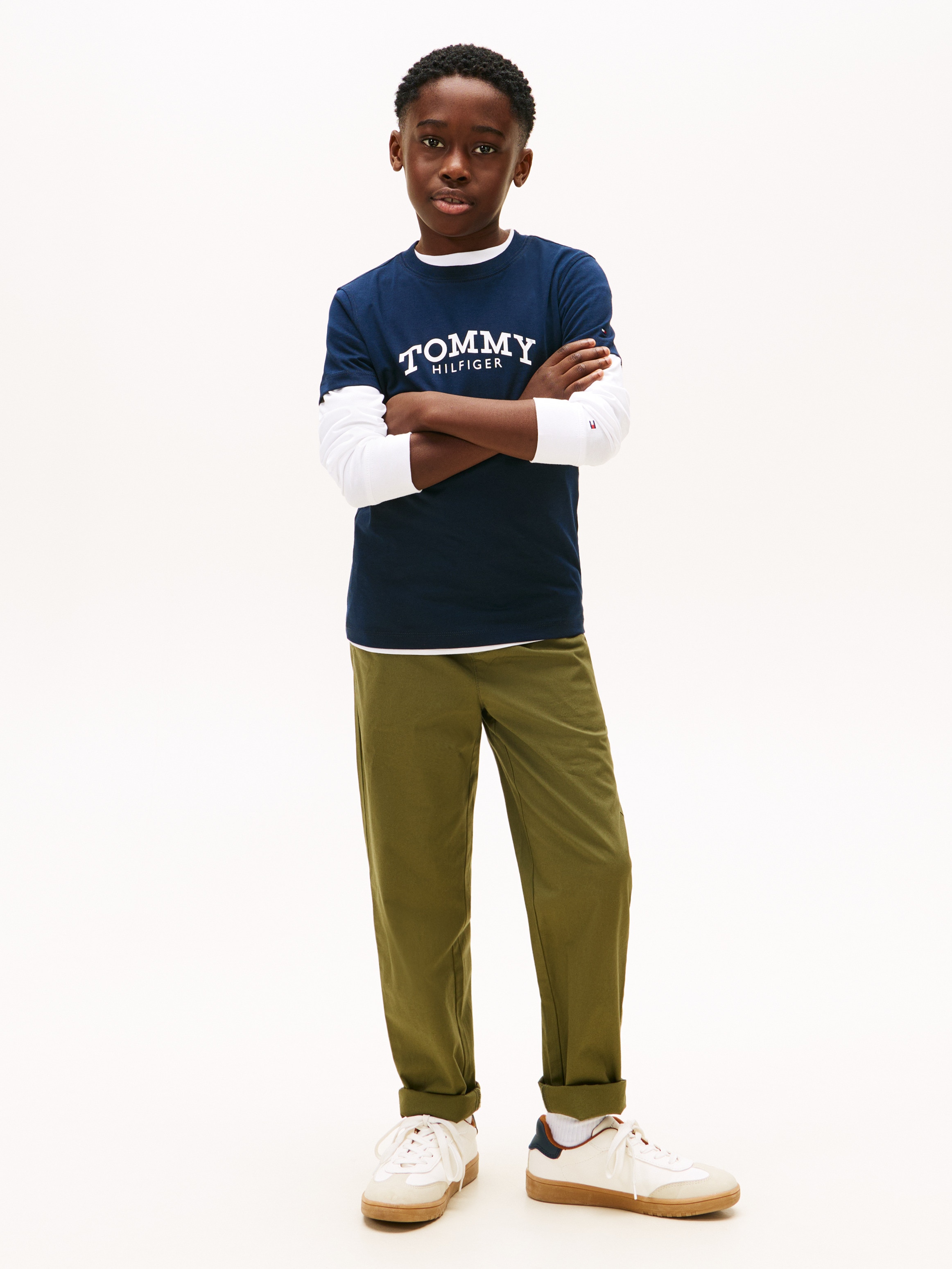 T-shirt de Manga Curta e Logótipo à Frente Tommy Hilfiger Azul-4