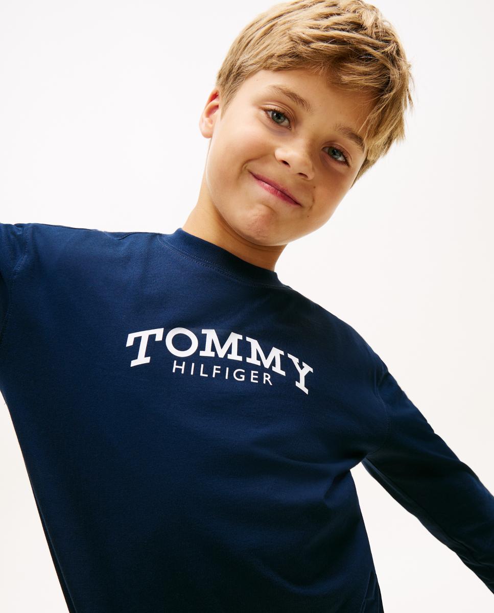 Camisola de Manga Comprida e Logótipo à Frente Tommy Hilfiger Azul-3