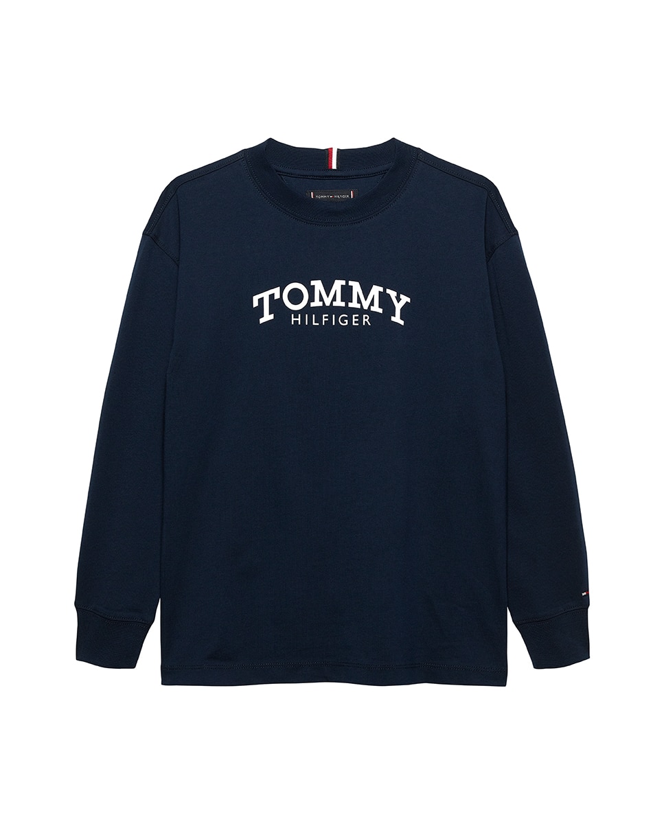 Camisola de Manga Comprida e Logótipo à Frente Tommy Hilfiger Azul-5