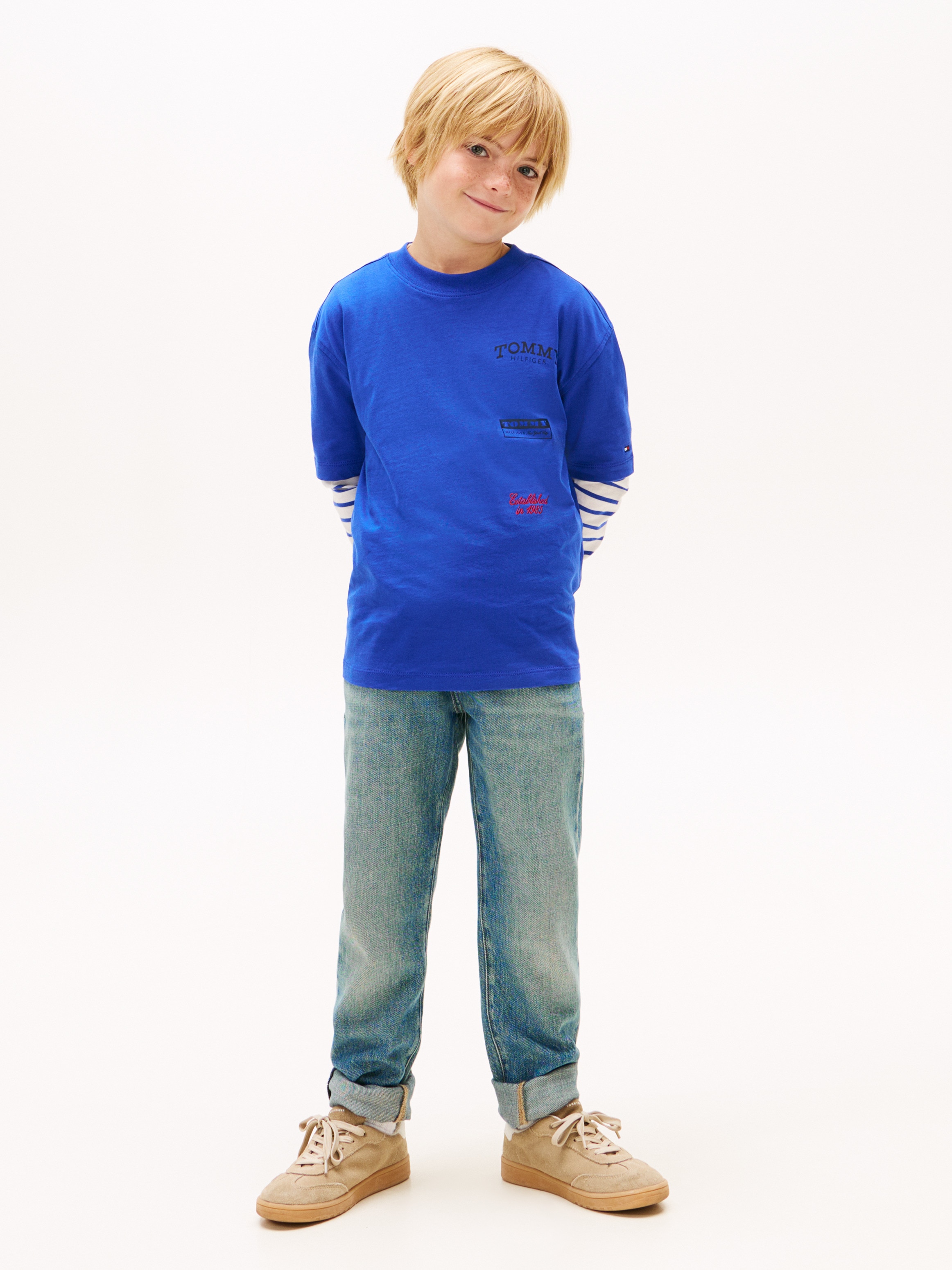 T-shirt com Estampado à Frente e Atrás Tommy Hilfiger Azul-4